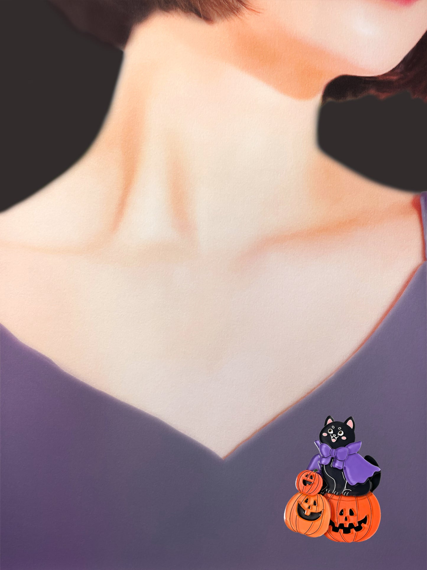 Halloween Vampire Cat Brooch