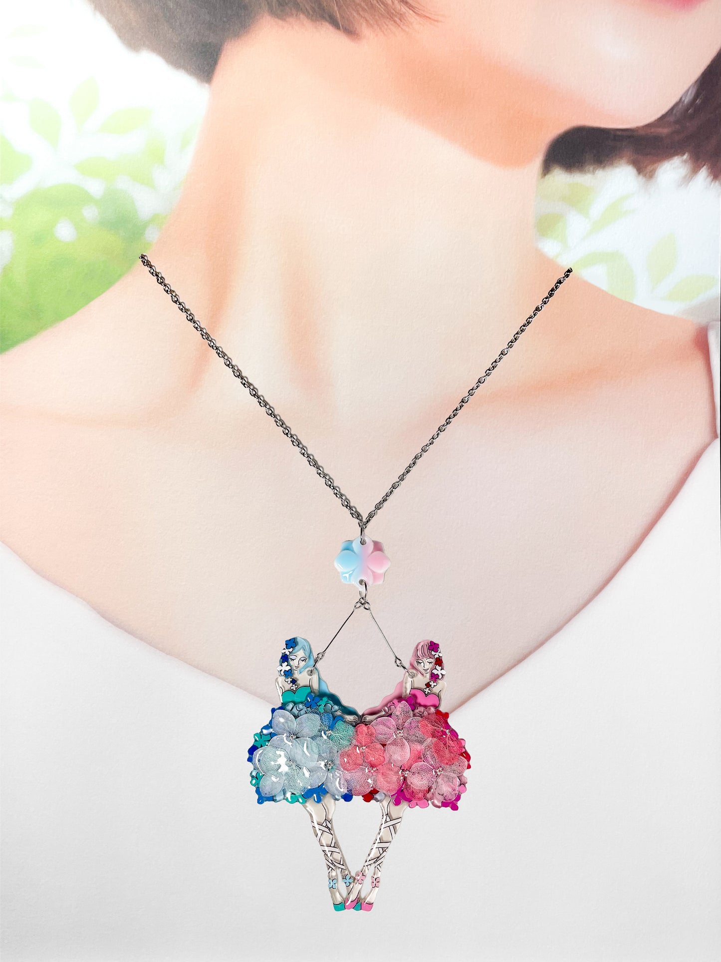 Twin Hydrangea Ballerina Necklace