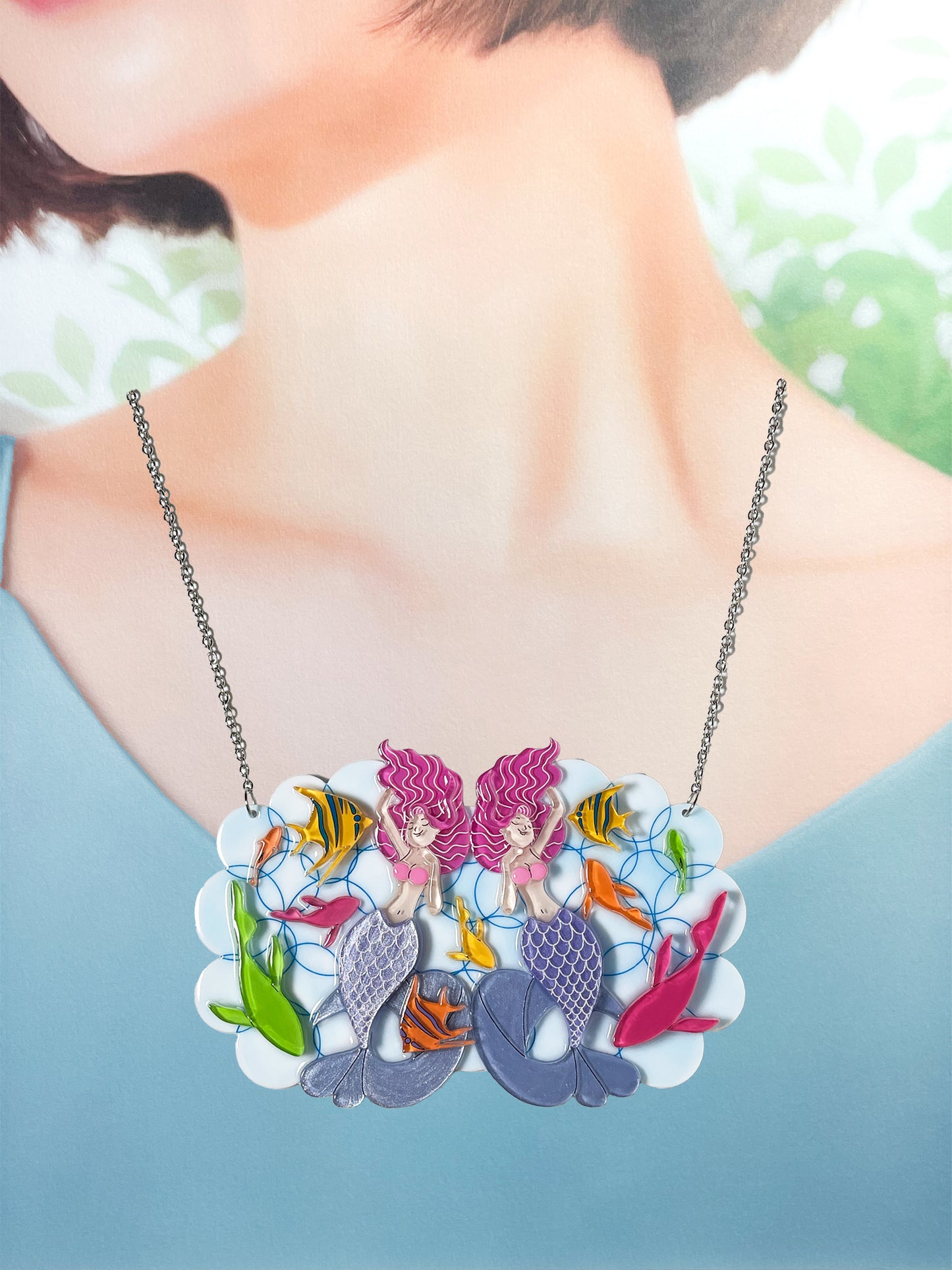 Mermaid Floating in the Sea Necklace