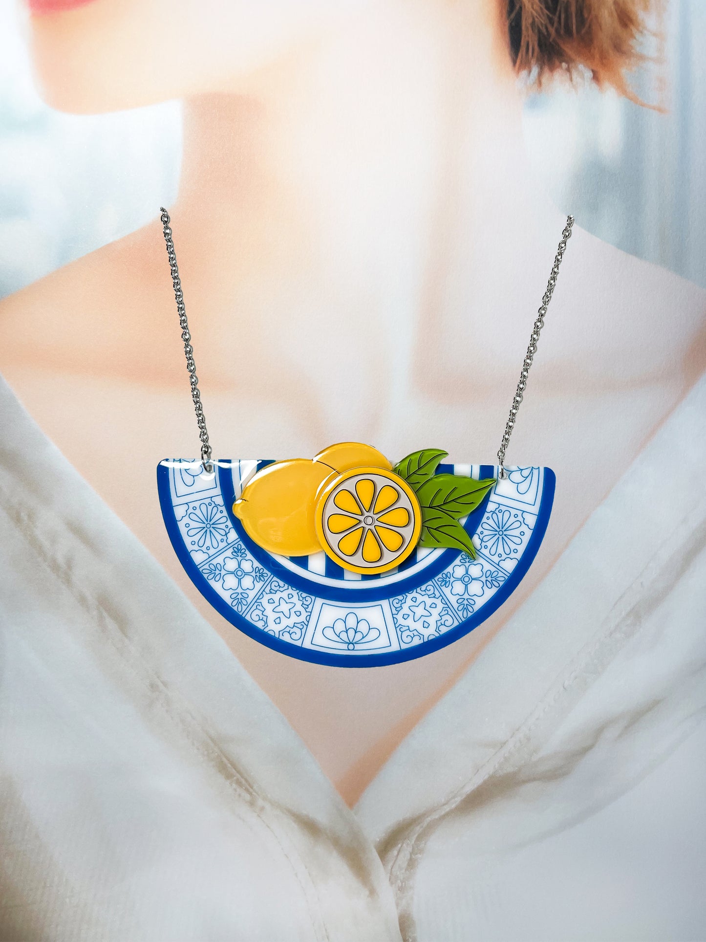 Mediterranean Zest Necklace — Garnished with fresh lemon —