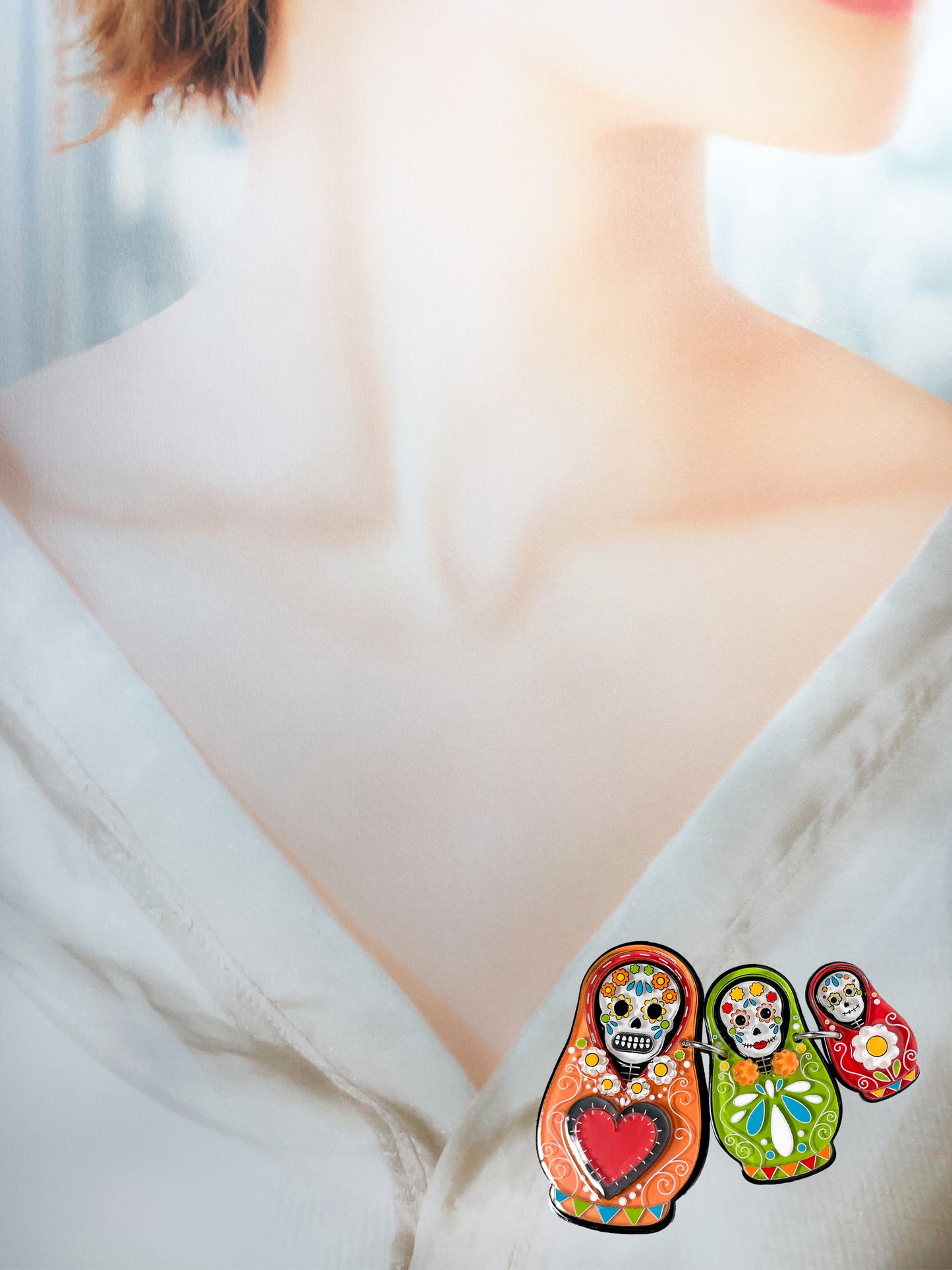 Skull Matryoshka Doll Brooch