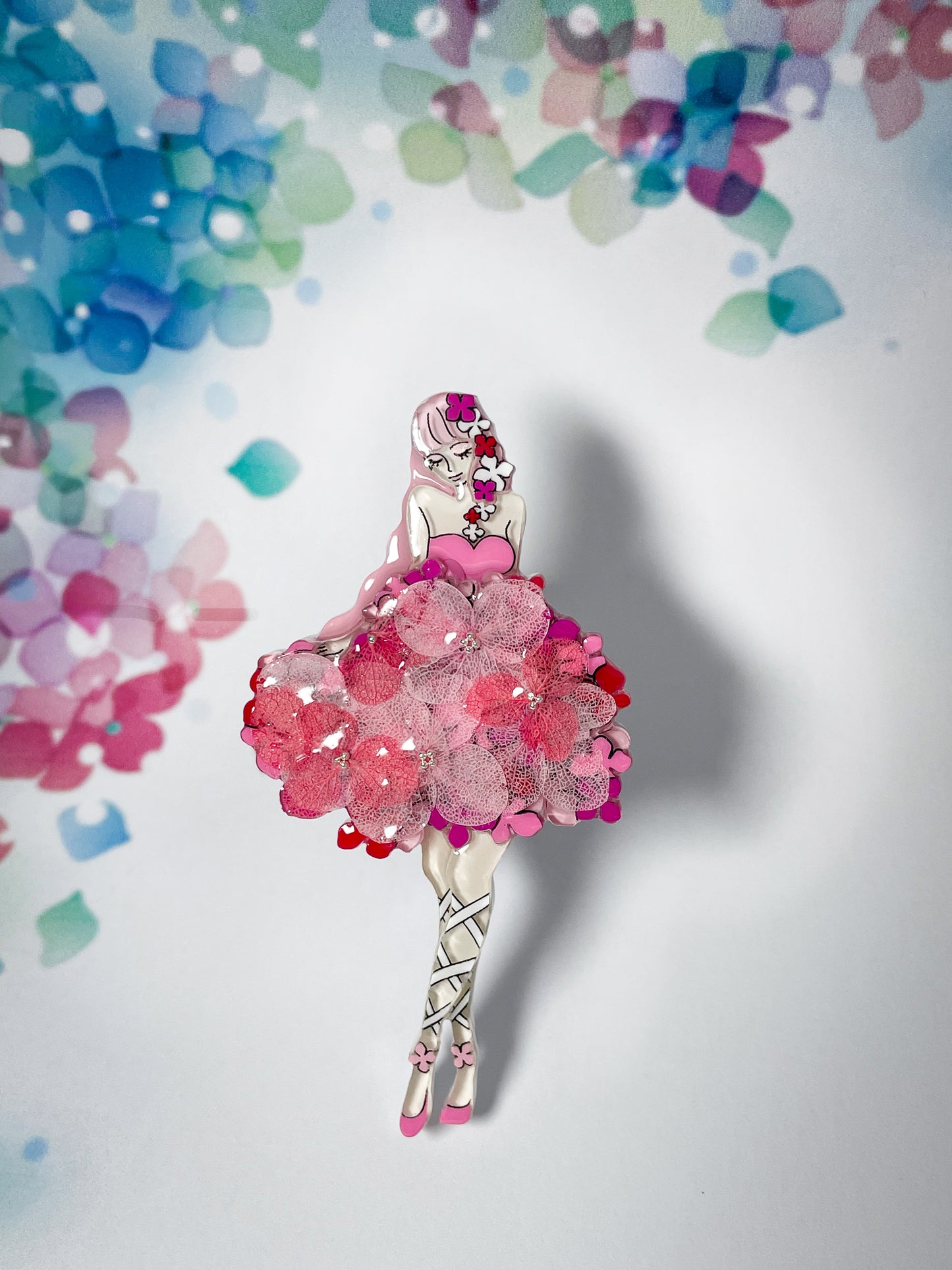Hydrangea Ballerina Brooch (Pink)