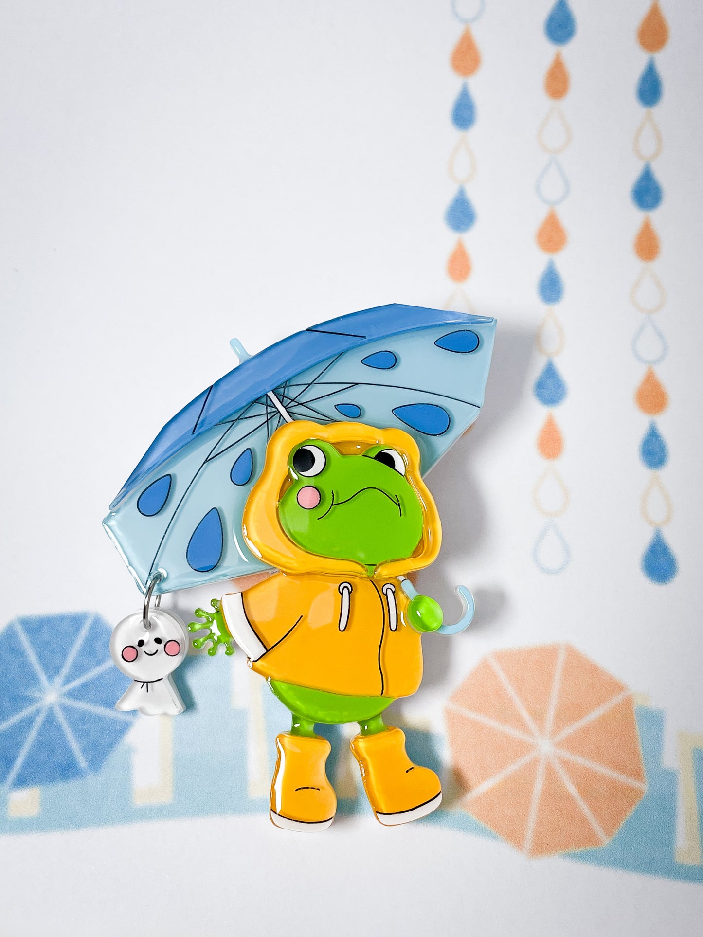Enjoy Raining with Frog Brooch