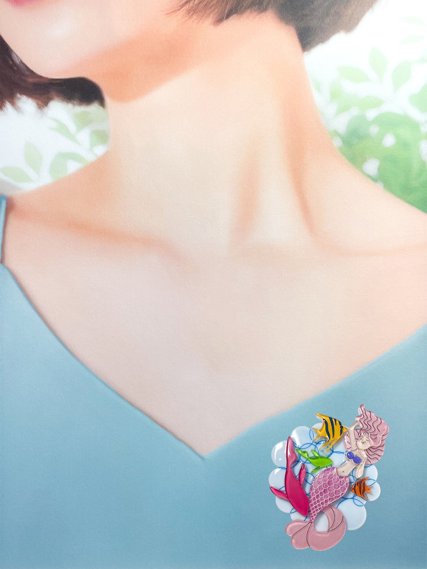 Mermaid Floating in the Sea Brooch