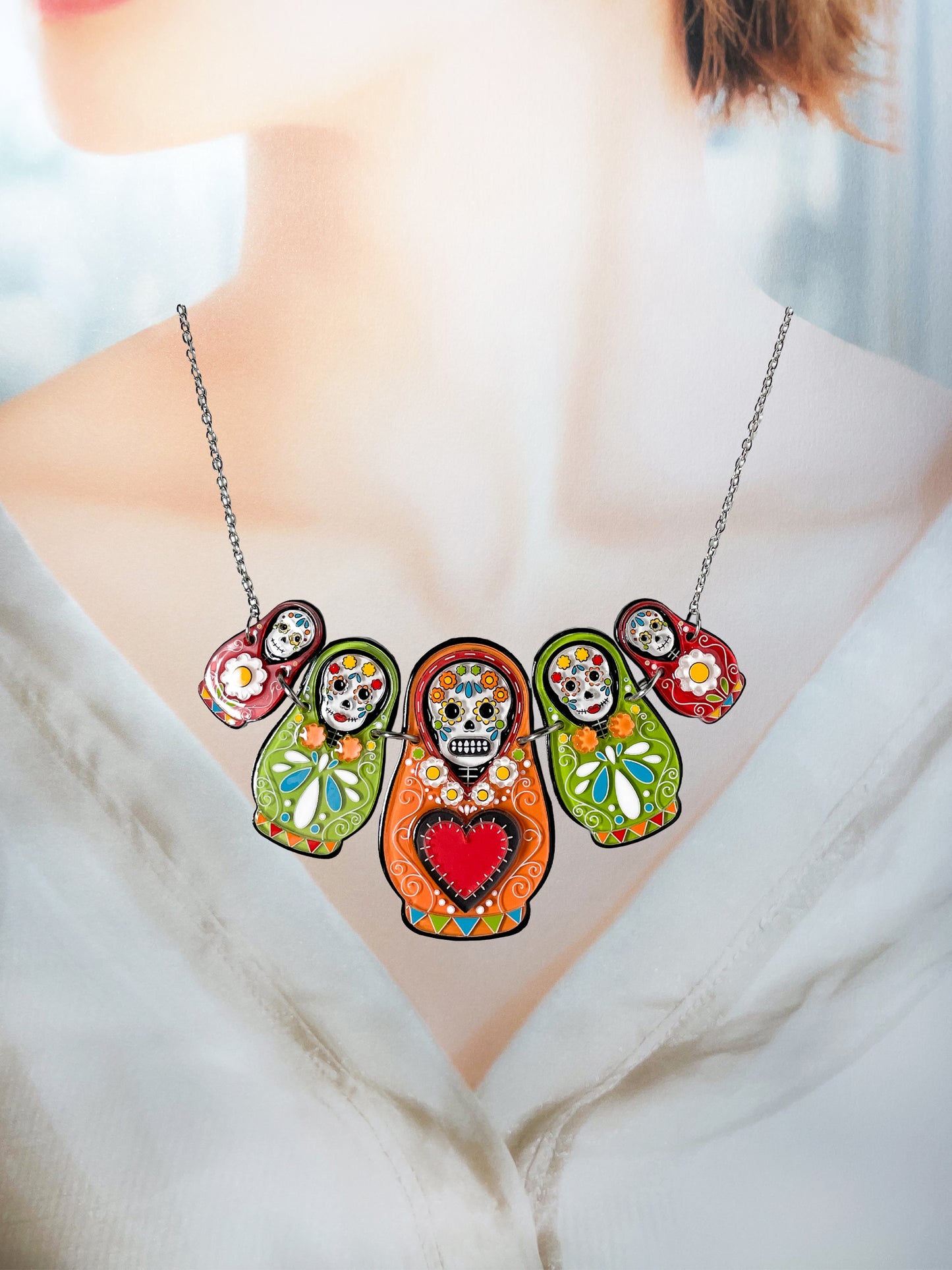 Skull Matryoshka Doll Necklace