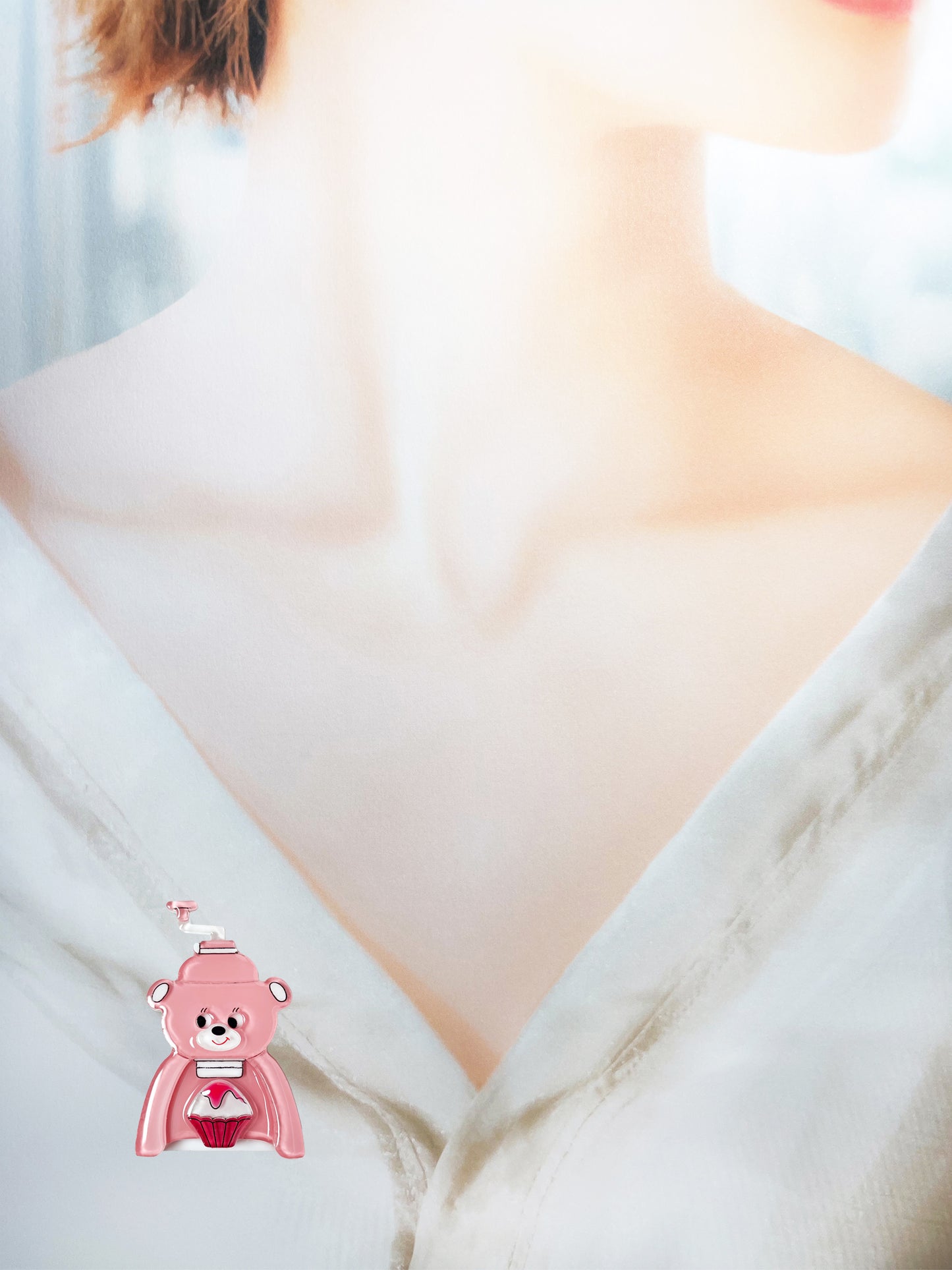 Bear Shaved Ice Machine Brooch (Strawberry)