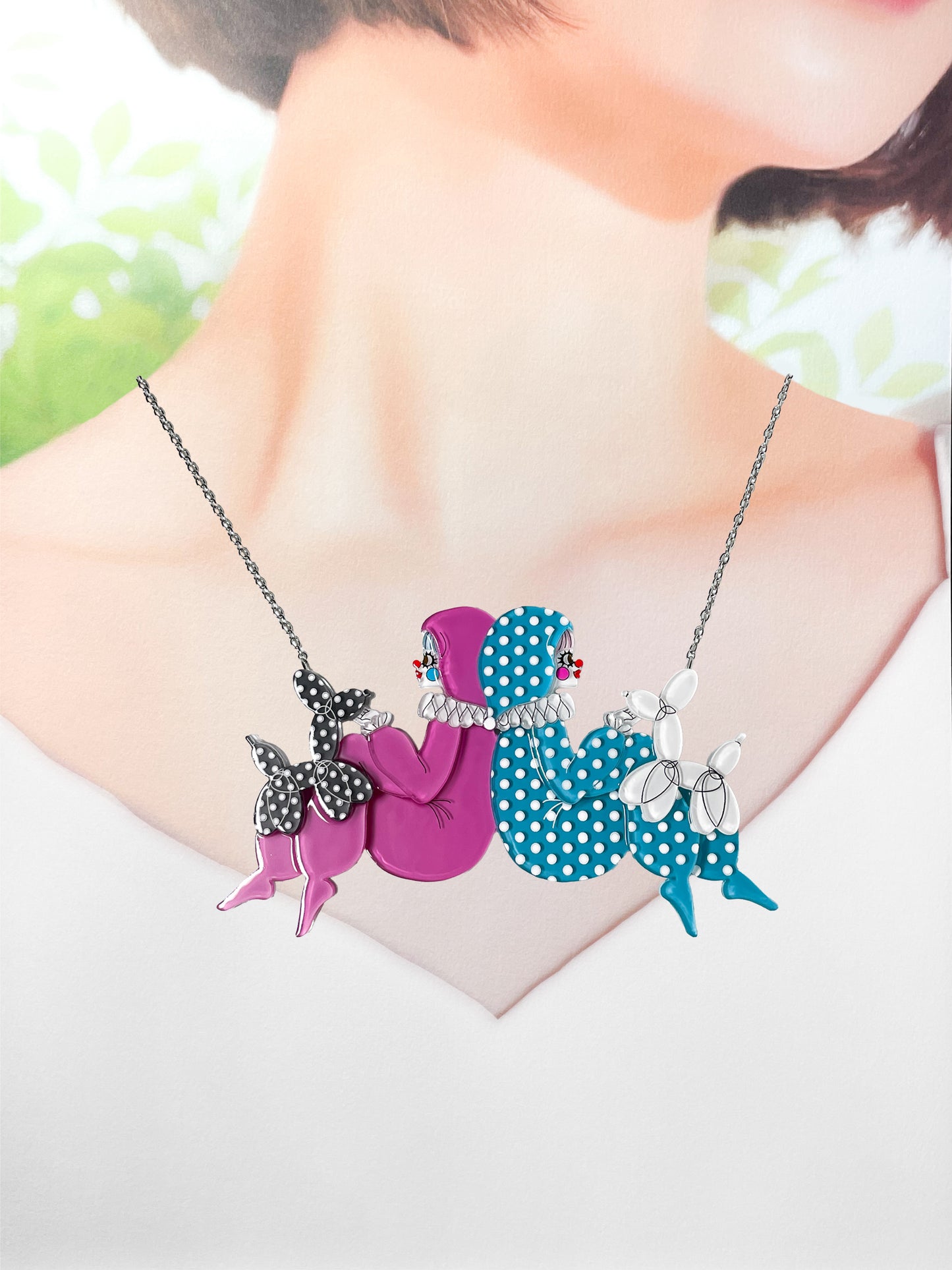 Clowns with Balloon Dogs Necklace