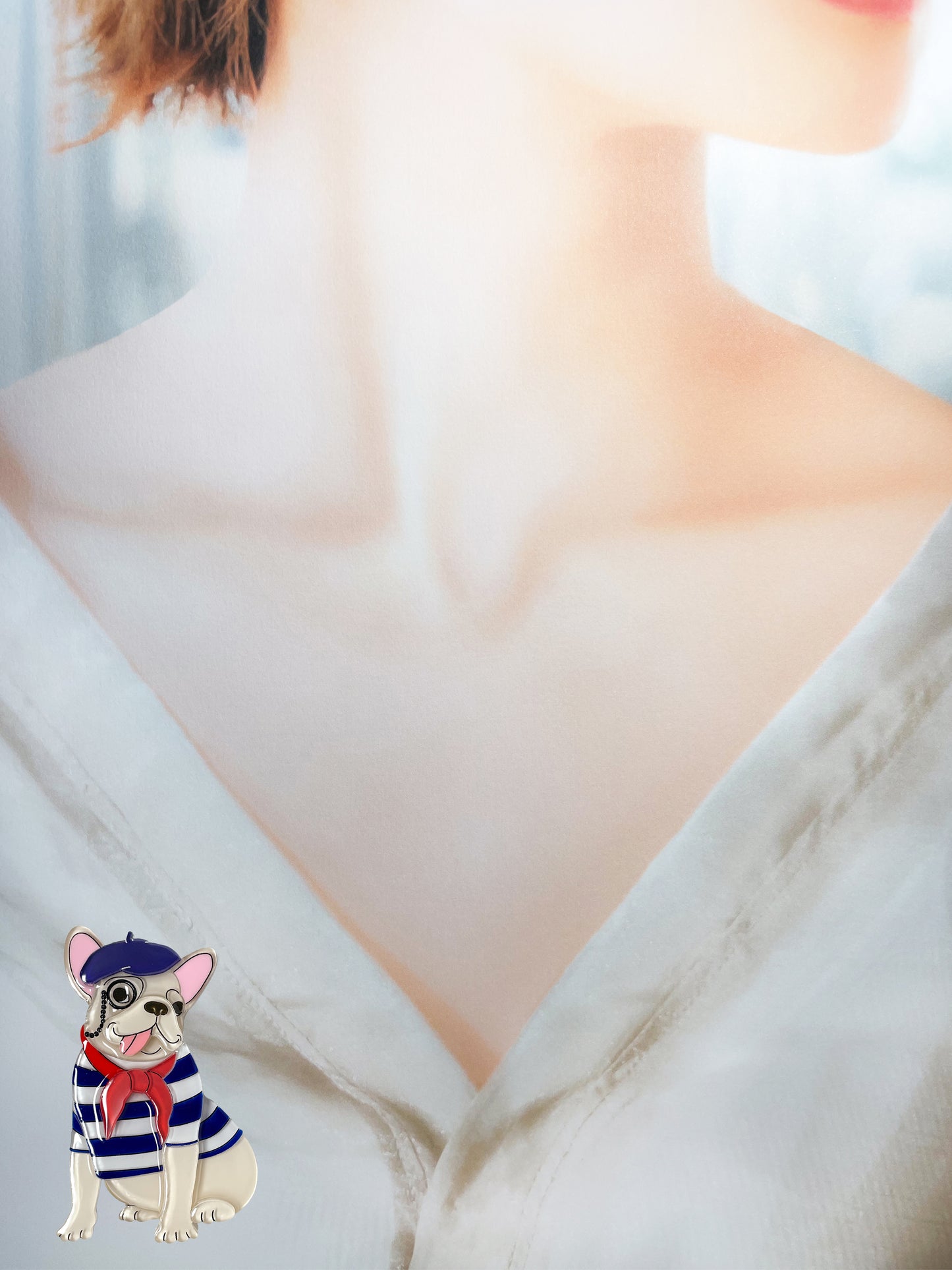 French Bulldog Brooch (Cream)