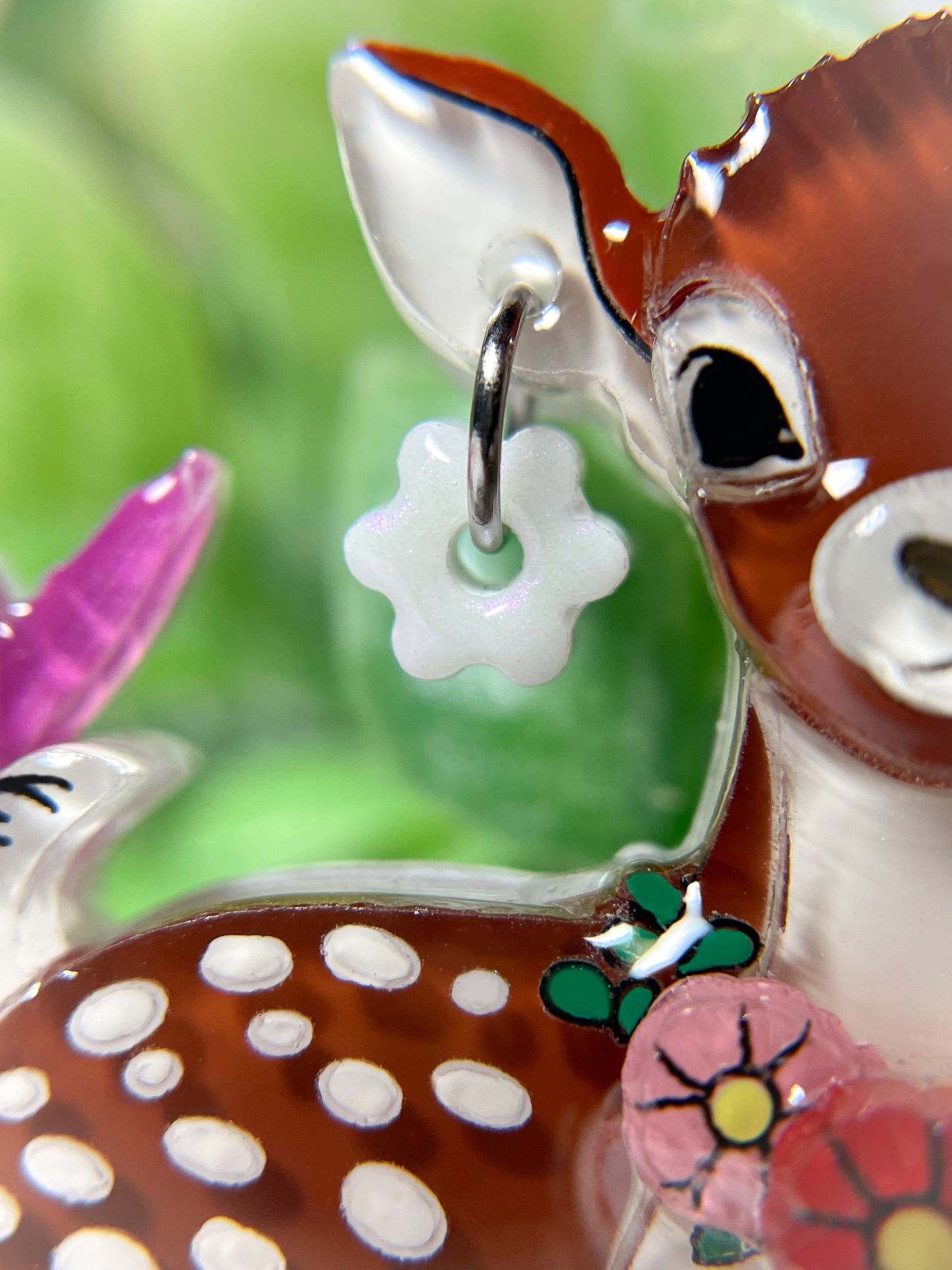 Dear Deer in Spring Brooch with Pink Butterfly