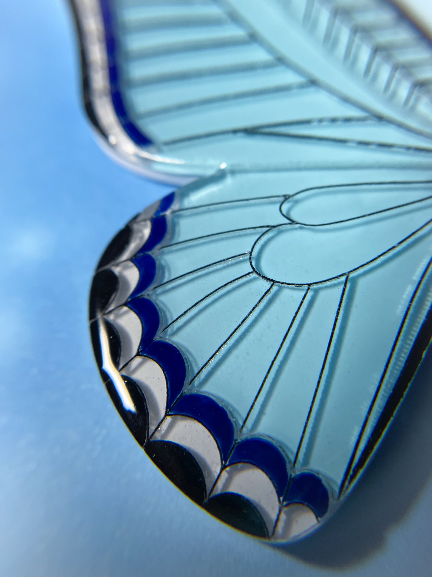 Stained Glass Butterfly Necklace with Anemone