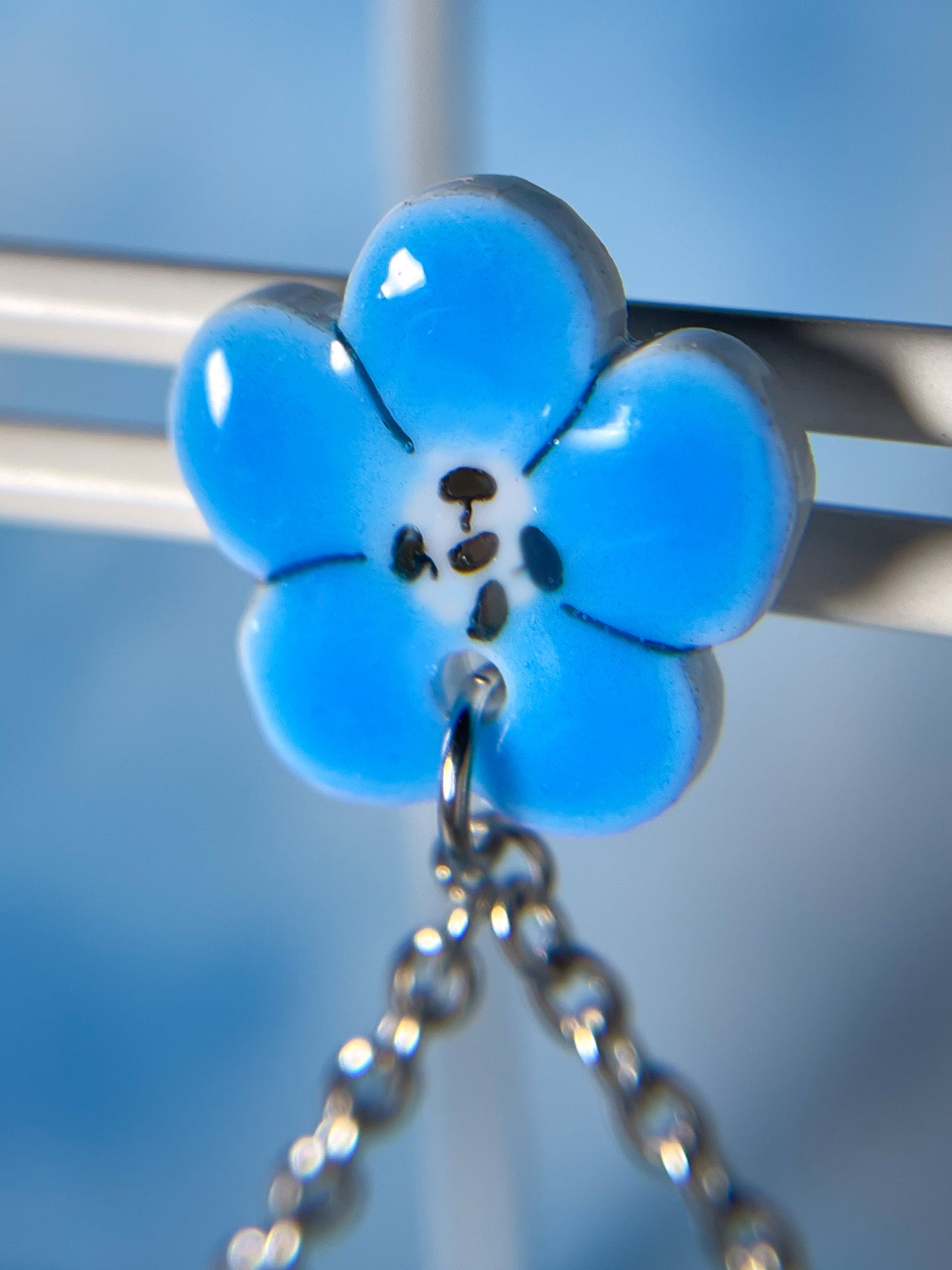 Stained Glass Butterfly Drop Earrings with Anemone
