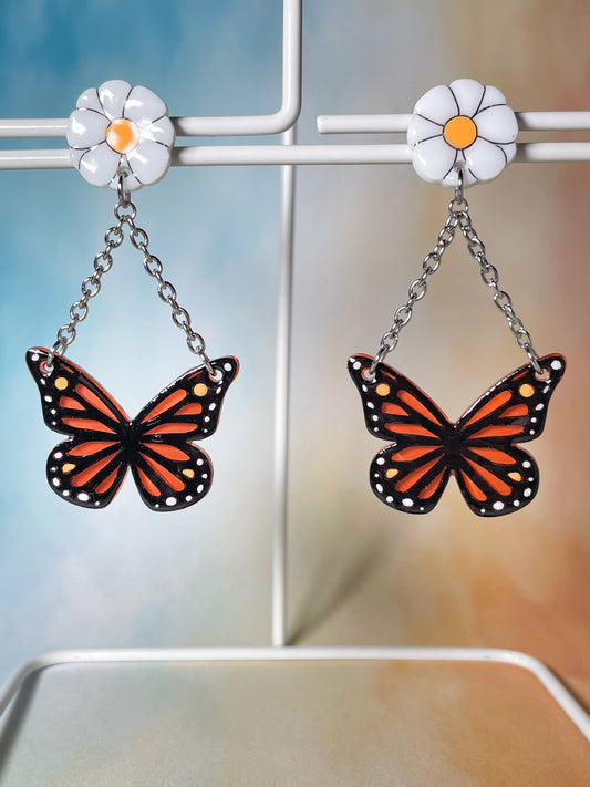 Stained Glass Butterfly Drop Earrings with Margaret