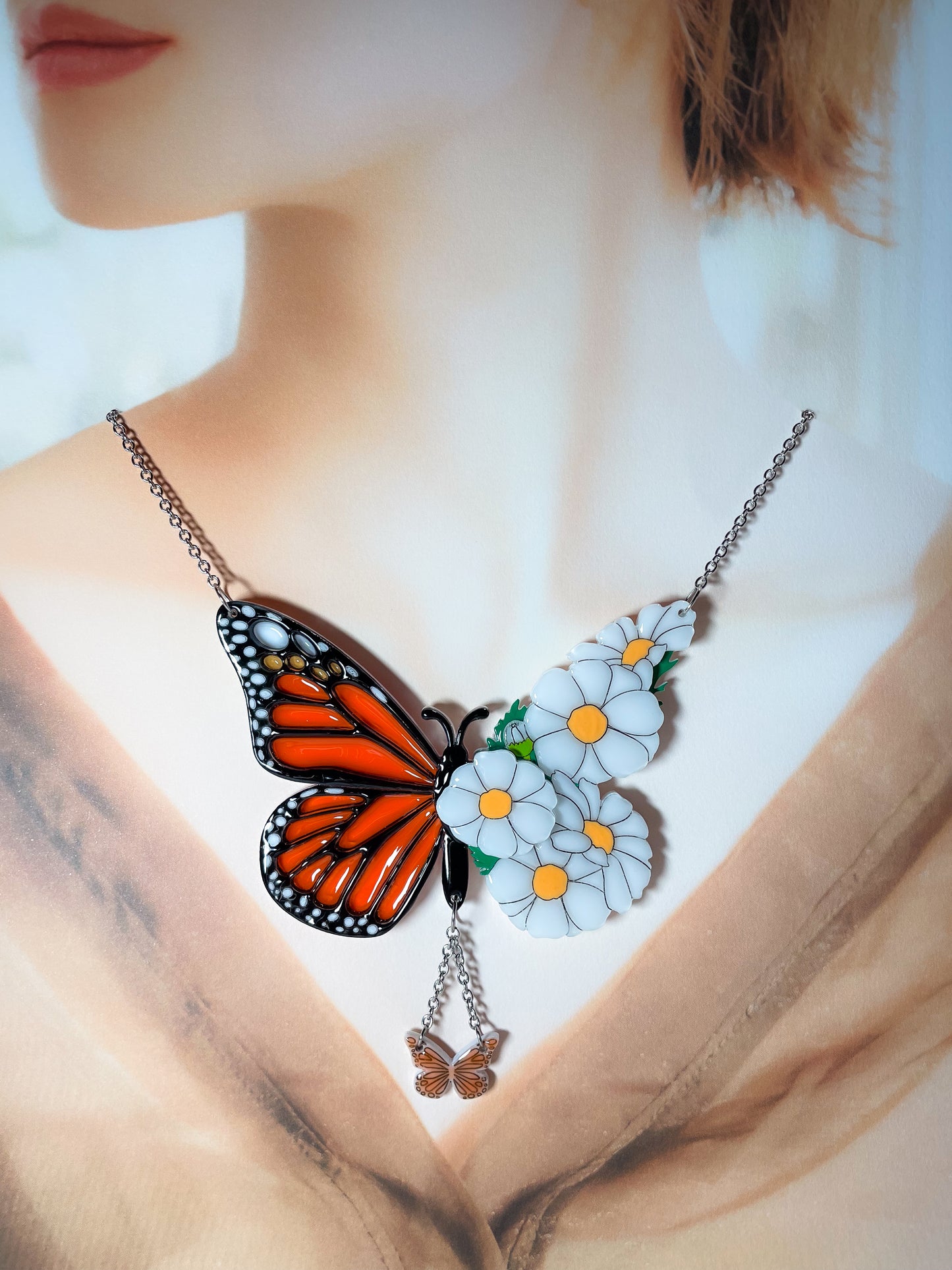 Stained Glass Butterfly Necklace with Margaret