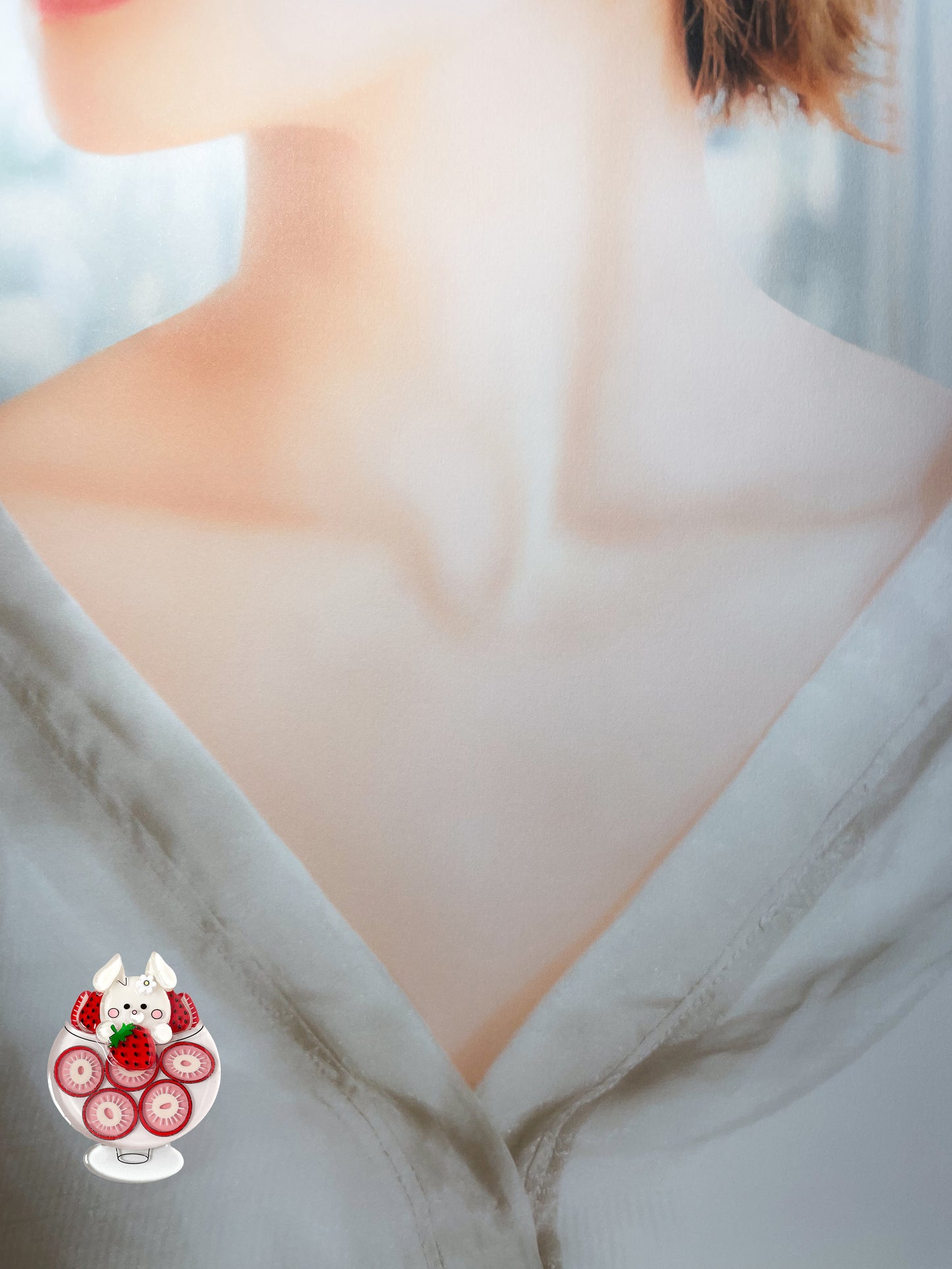 Strawberry Parfait Brooch (Rabbit)