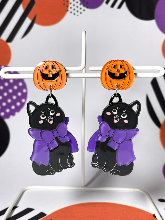 Halloween Vampire Cat Drop Earrings