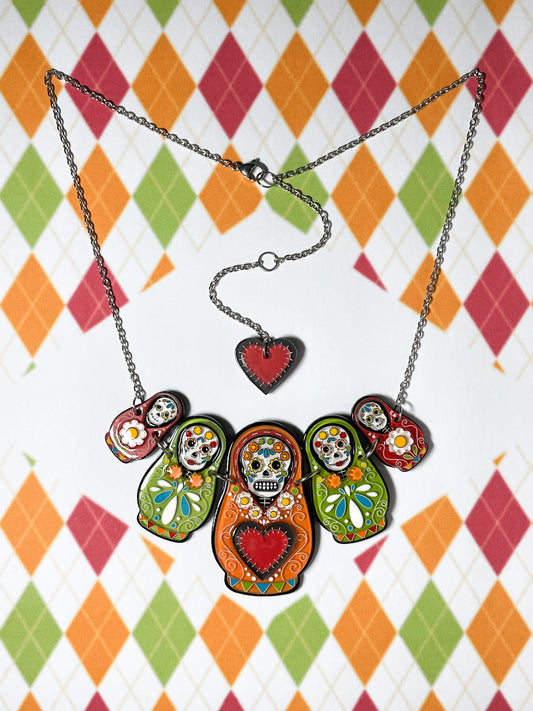 Skull Matryoshka Doll Necklace