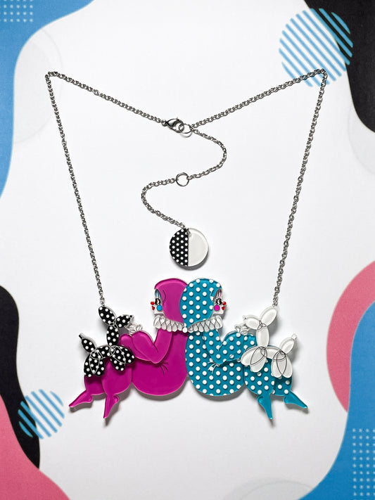 Clowns with Balloon Dogs Necklace