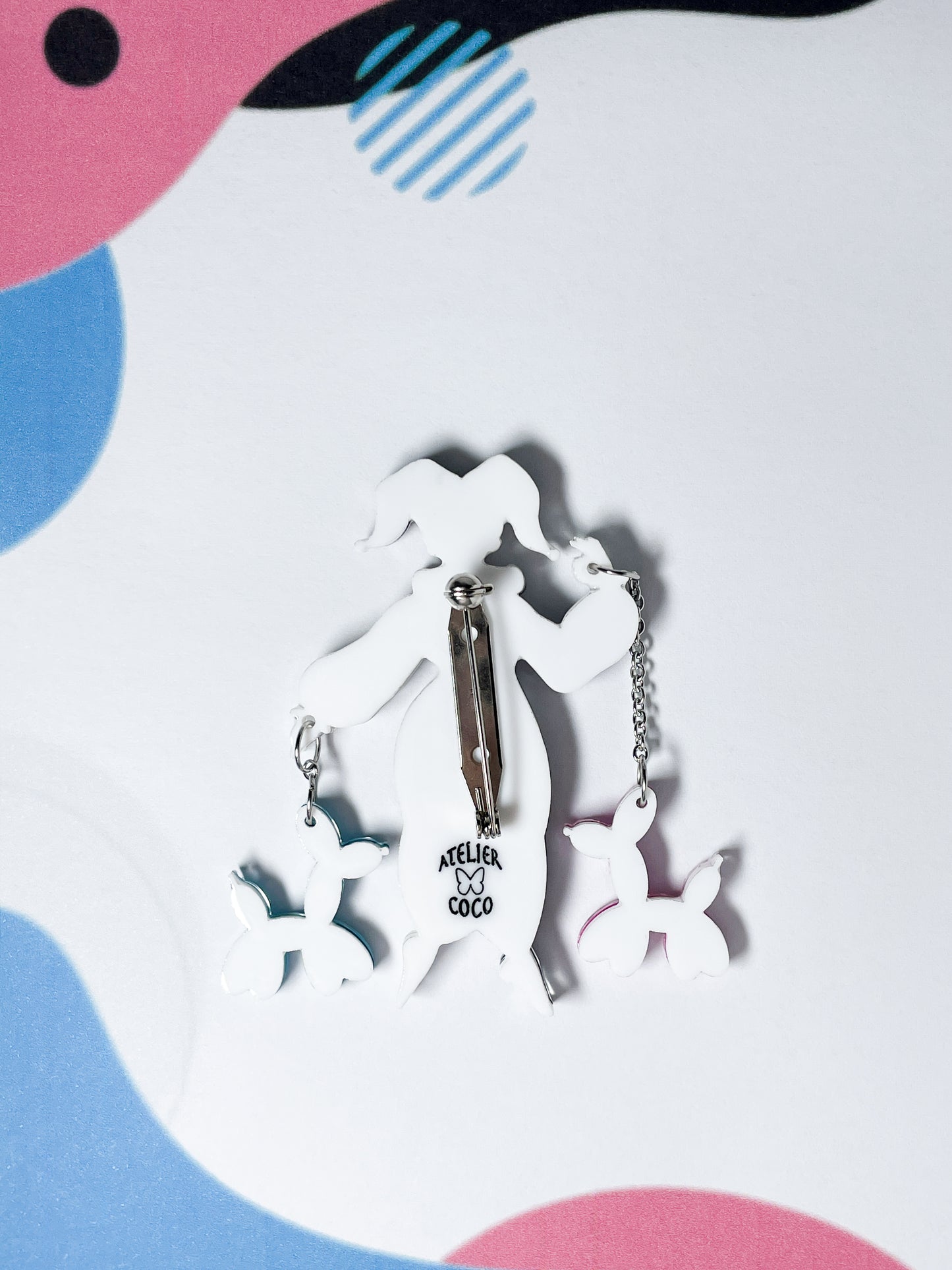 Clown Walking Balloon Dogs Brooch