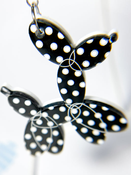 Balloon Dogs Drop Earrings (Black & White)