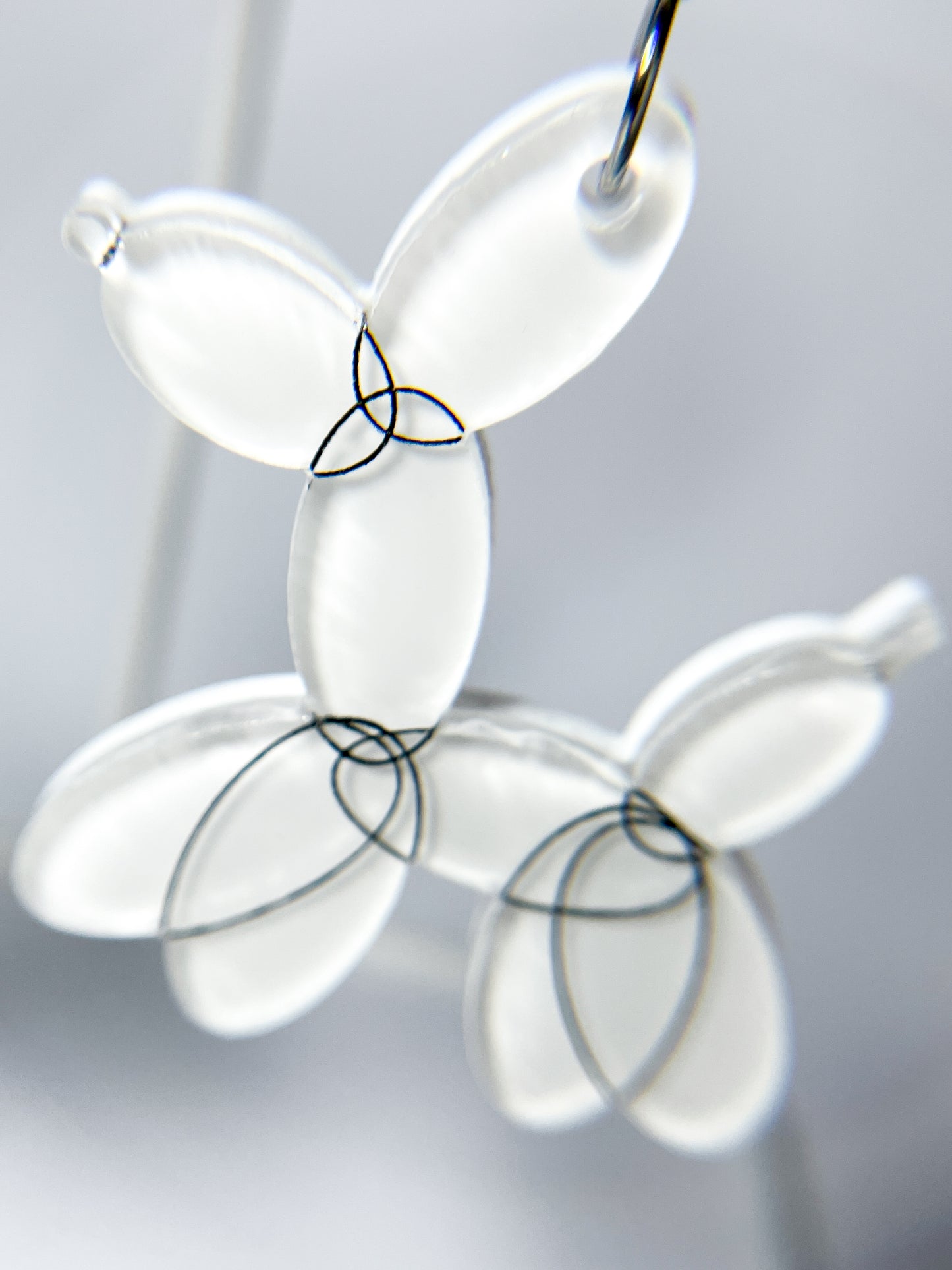 Balloon Dogs Drop Earrings (Black & White)