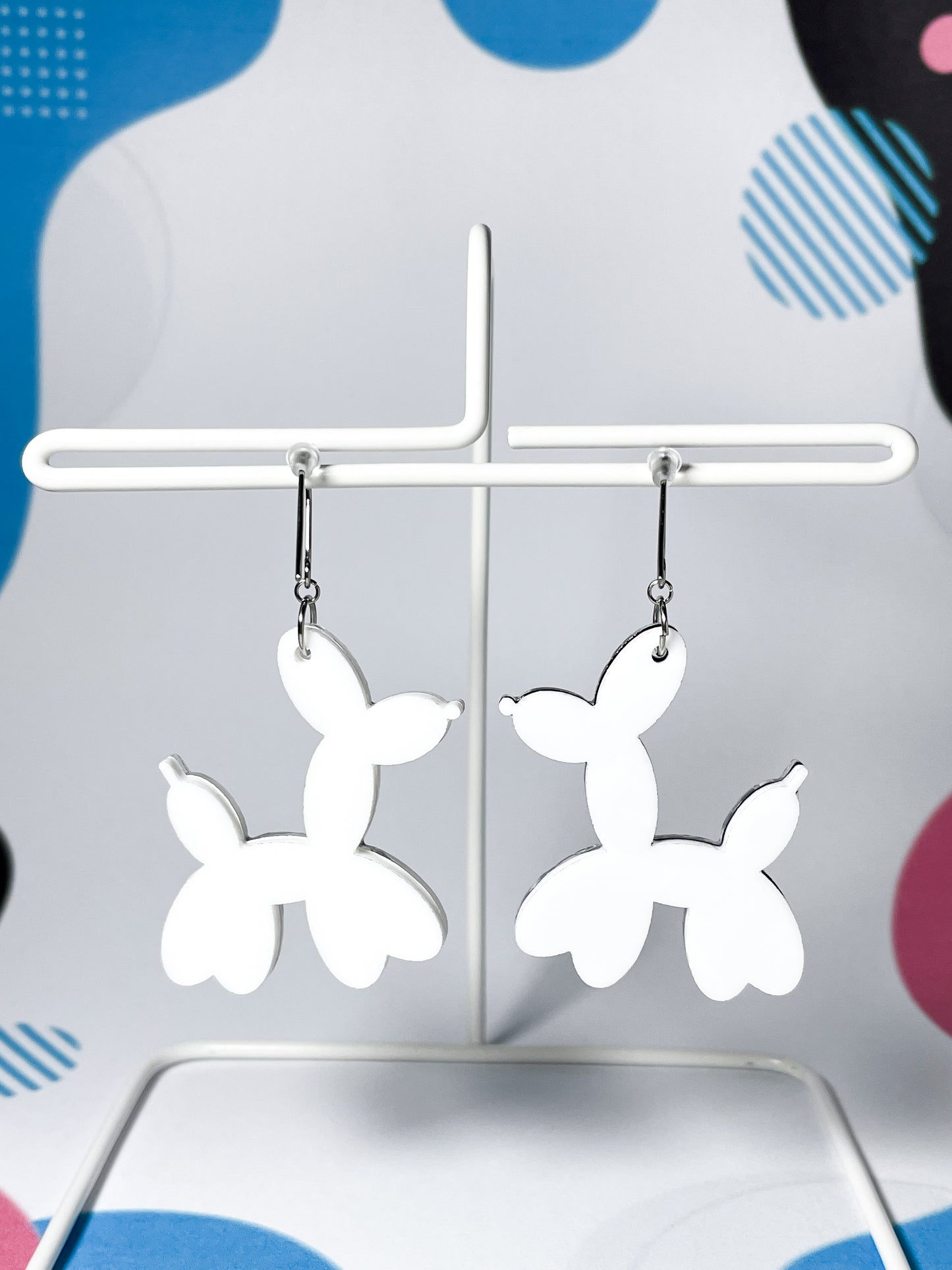 Balloon Dogs Drop Earrings (Black & White)