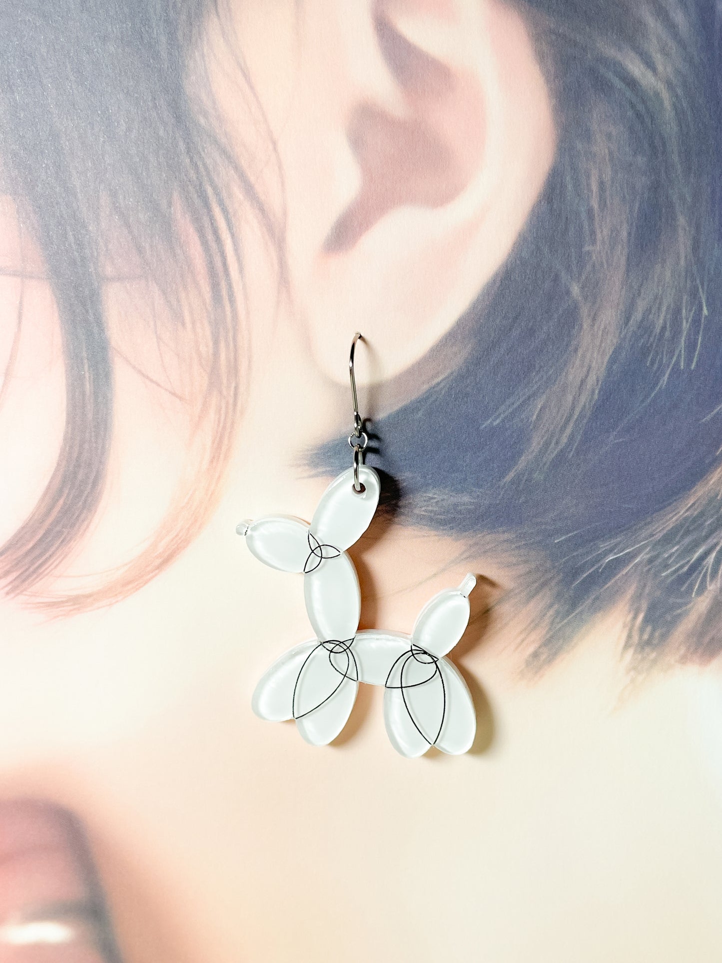 Balloon Dogs Drop Earrings (Black & White)
