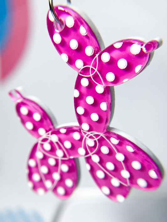 Balloon Dogs Drop Earrings (Pink & Blue)