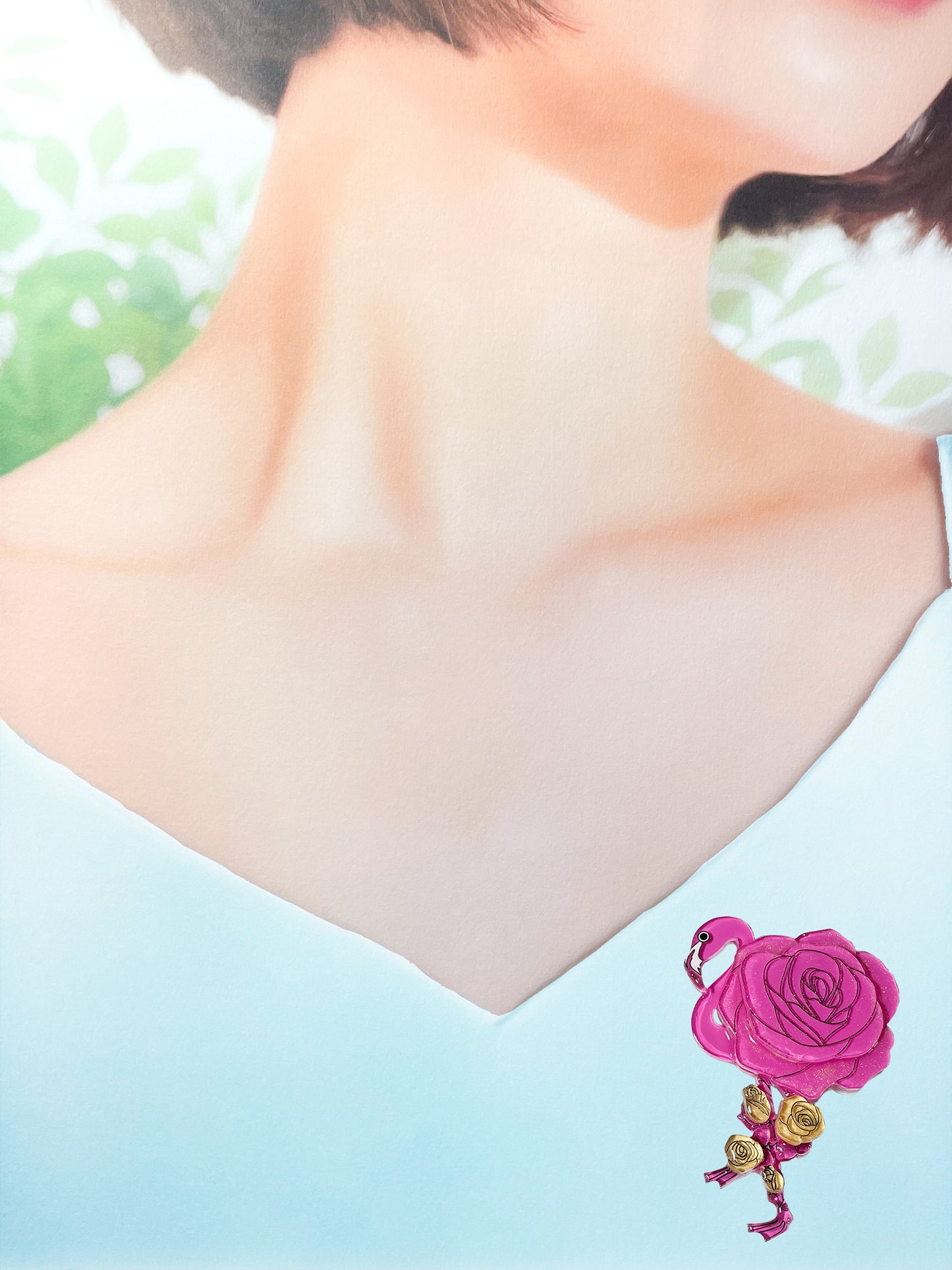 Passionate Rose Flamingo Brooch (Gold)