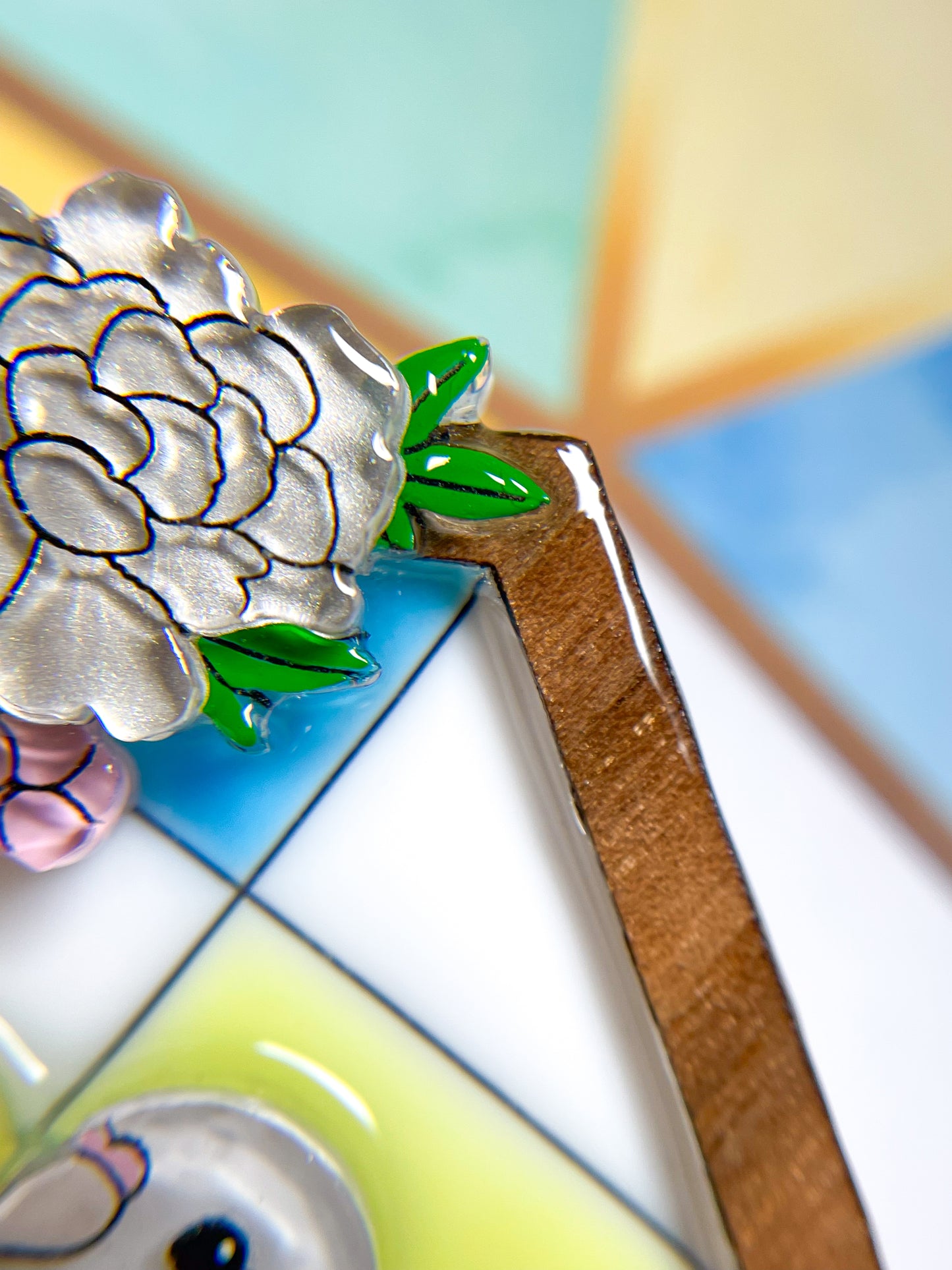 Stained Glass Parakeets Brooch