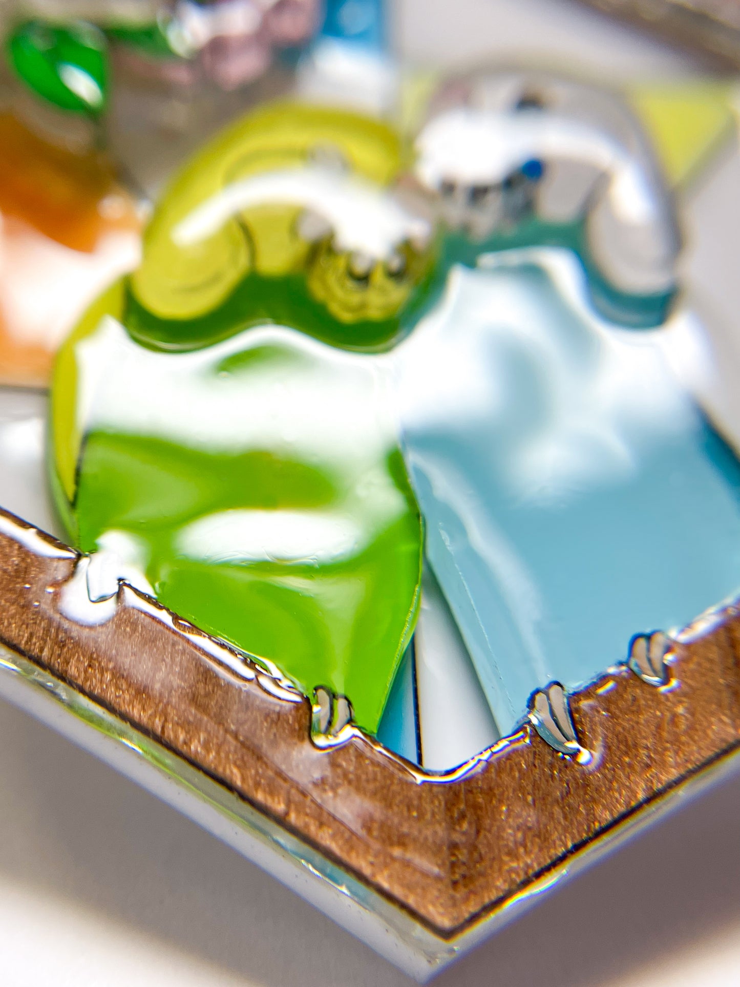 Stained Glass Parakeets Brooch