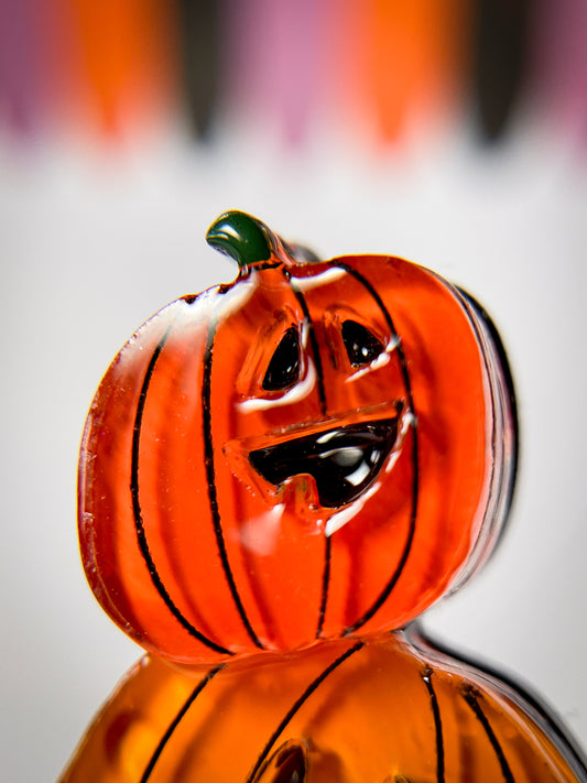 Jack-o'-Lanterns with a skeleton kitty brooch