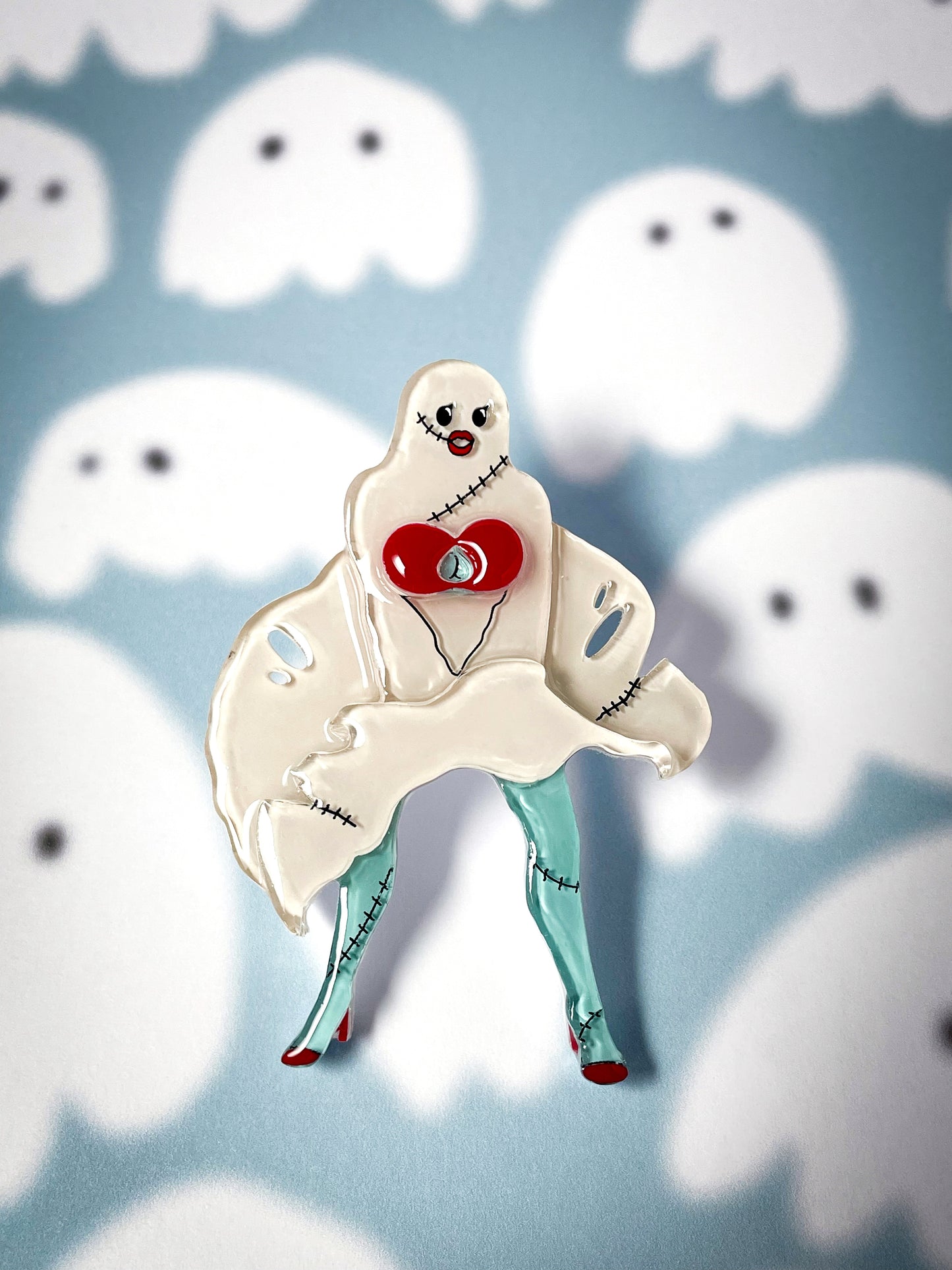 Ghost franken girl brooch