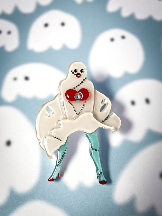 【ハロウィンコレクション】ゴーストフランケンガールのブローチ