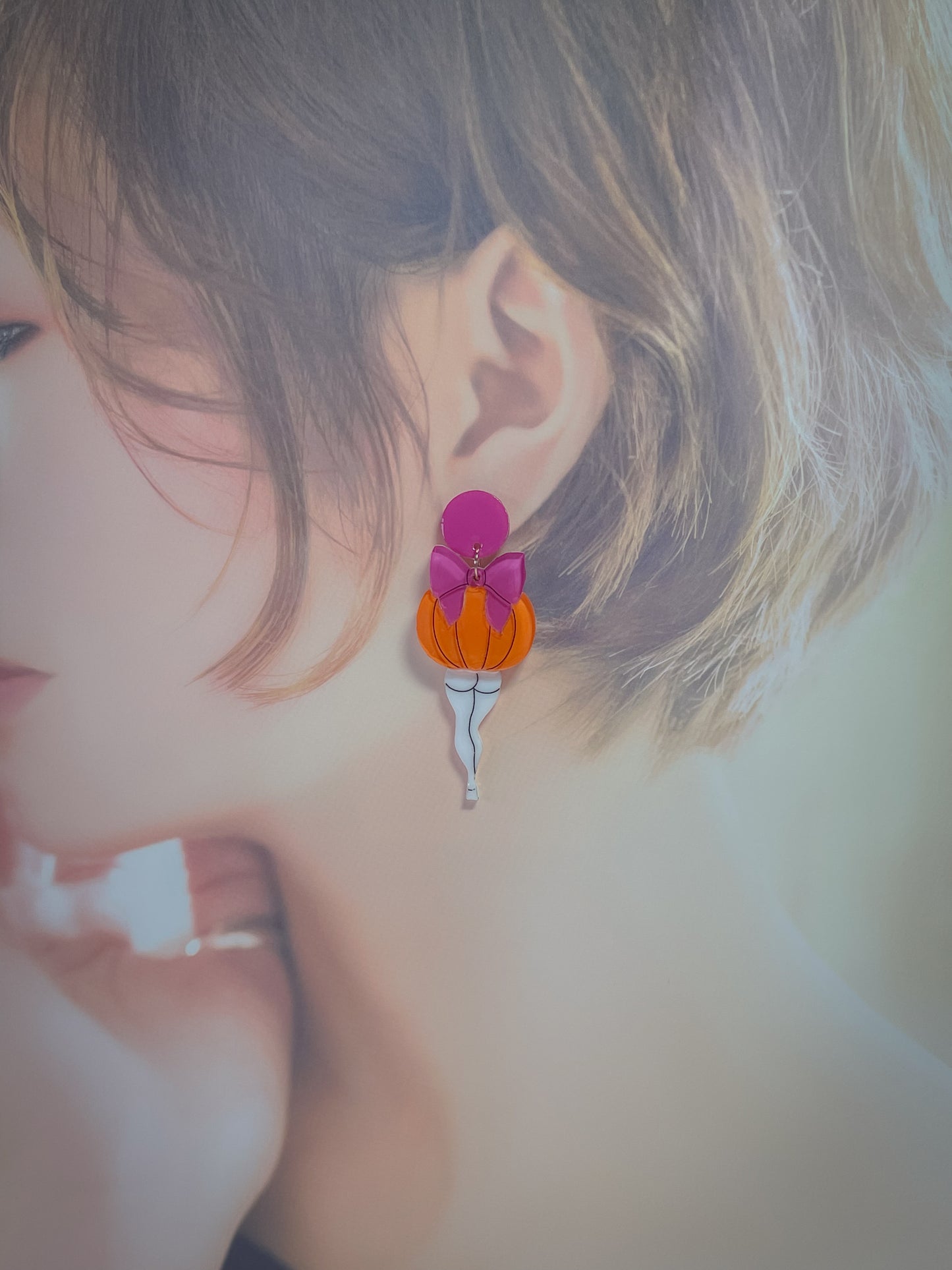 Bootylicious pumpkin drop earrings (Pink)