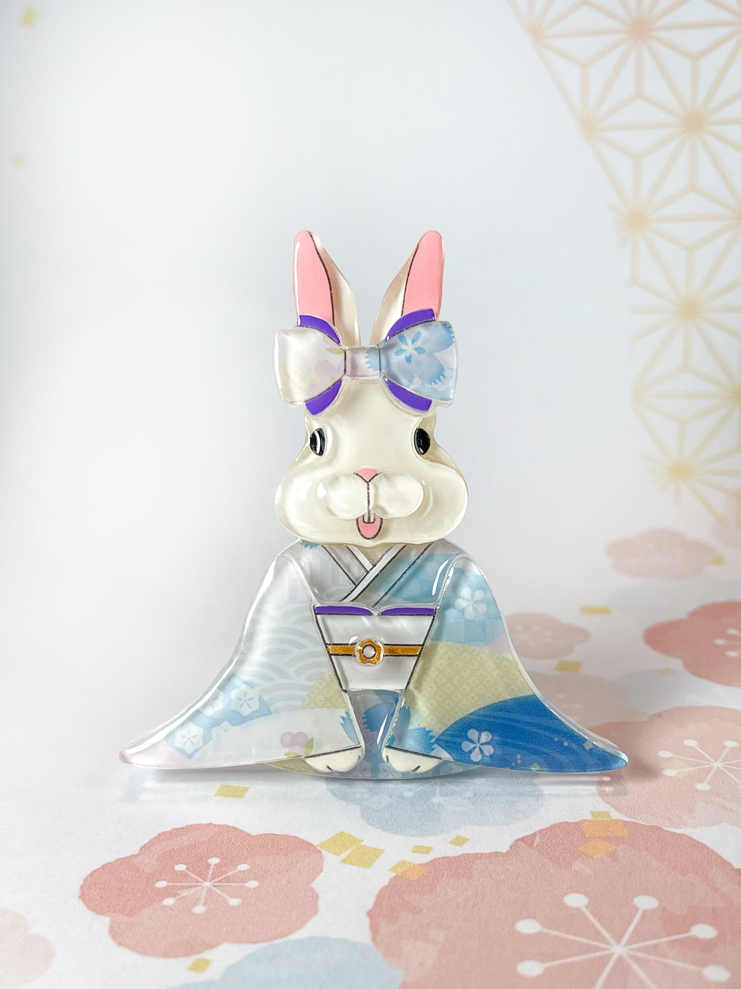 Kimono Rabbit Brooch (Blue)