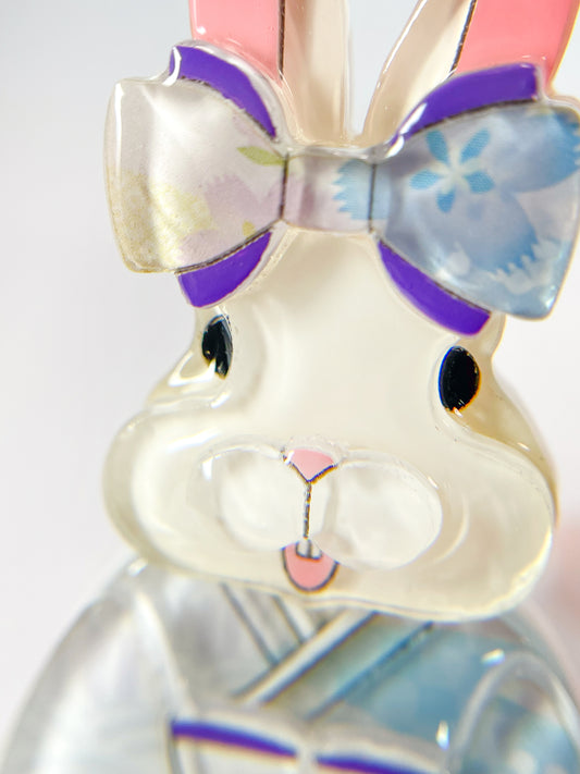 Kimono Rabbit Brooch (Blue)