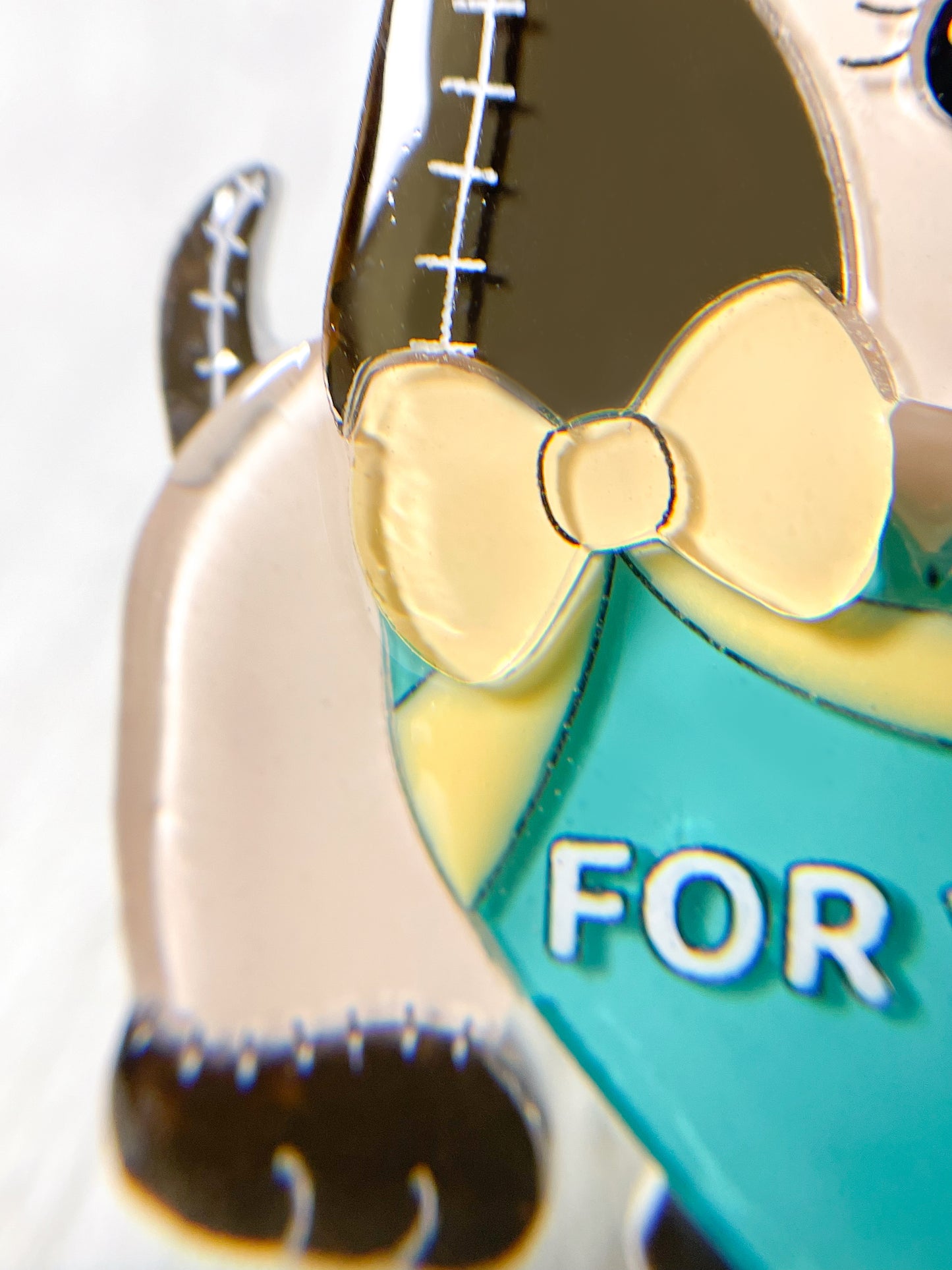 Stuffed Dog in Love Brooch (Green heart)