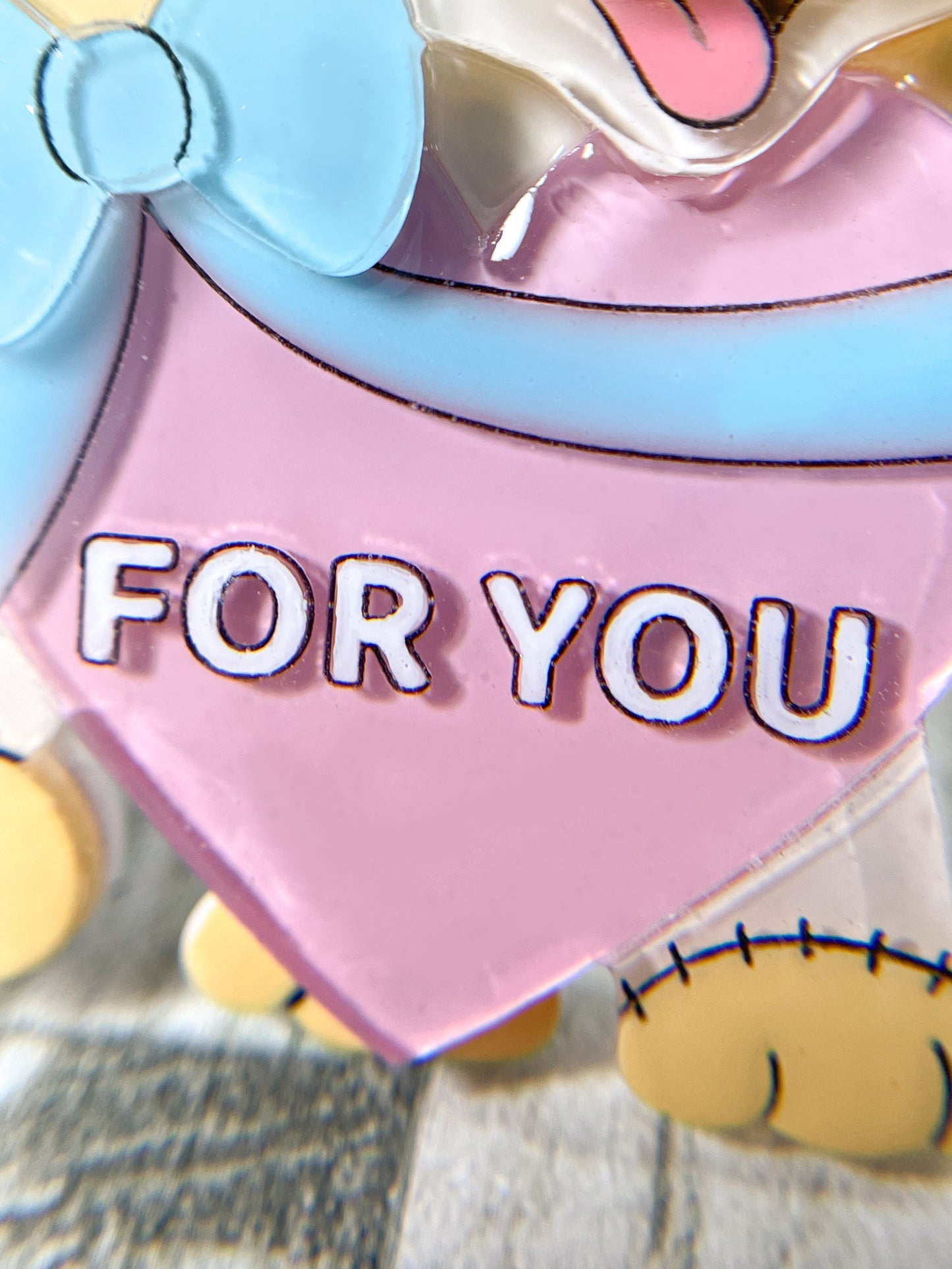 Stuffed Dog in Love Brooch (Pink heart)