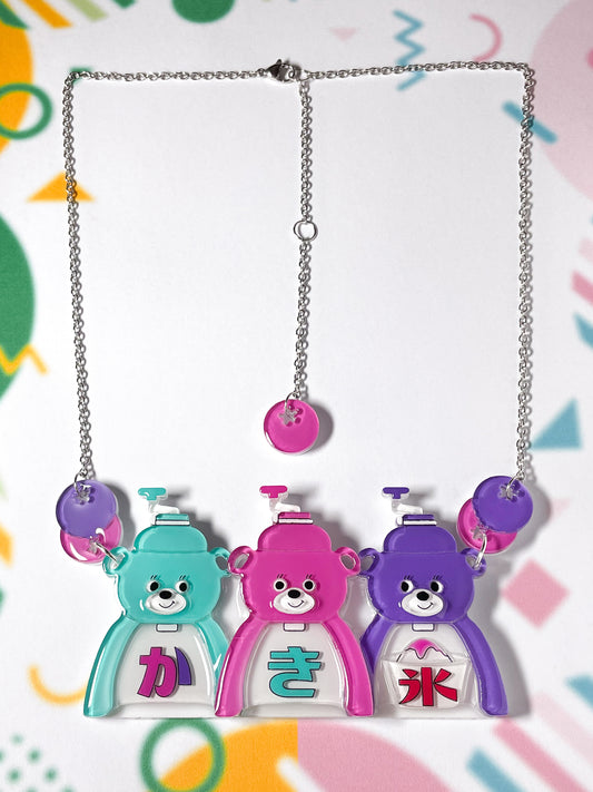 Bear Shaved Ice Machine Necklace (Blueberry)