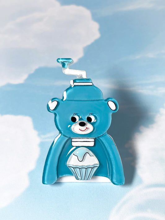Bear Shaved Ice Machine Brooch (Hawaiian Blue)