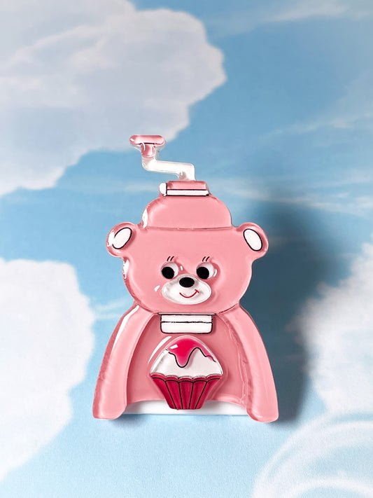 Bear Shaved Ice Machine Brooch (Strawberry)