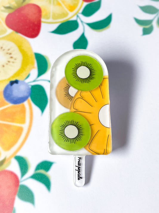 フルーツアイスキャンディーのブローチ (キウイ&パイナップル )