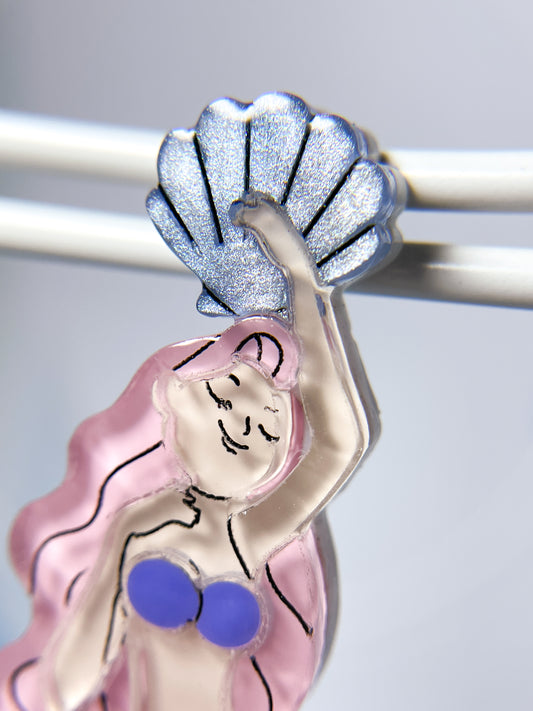 Mermaid Floating in the Sea Drop Earrings