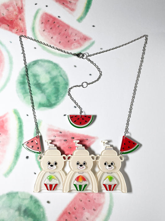 White Bear Shaved Ice Machine Necklace (Watermelon)