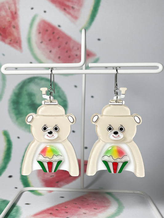 White Bear Shaved Ice Machine Drop Earrings