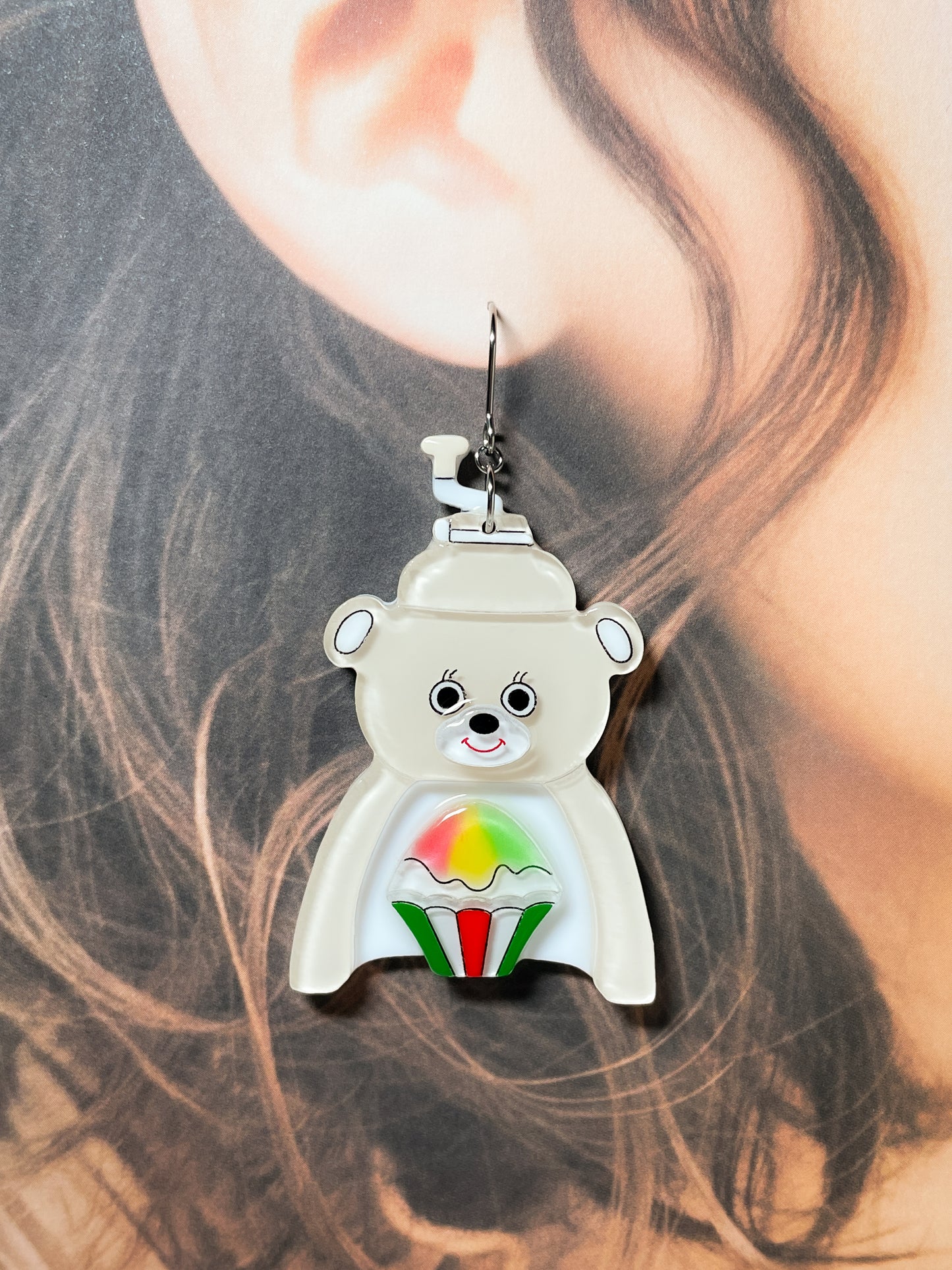 White Bear Shaved Ice Machine Drop Earrings