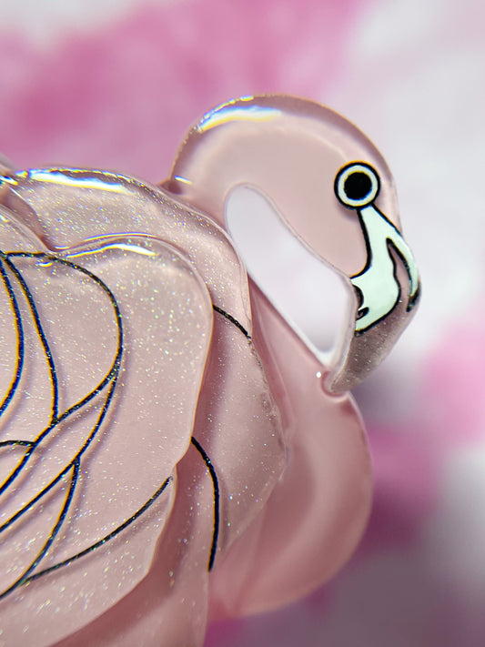 Passionate Rose Flamingo Brooch (Silver)