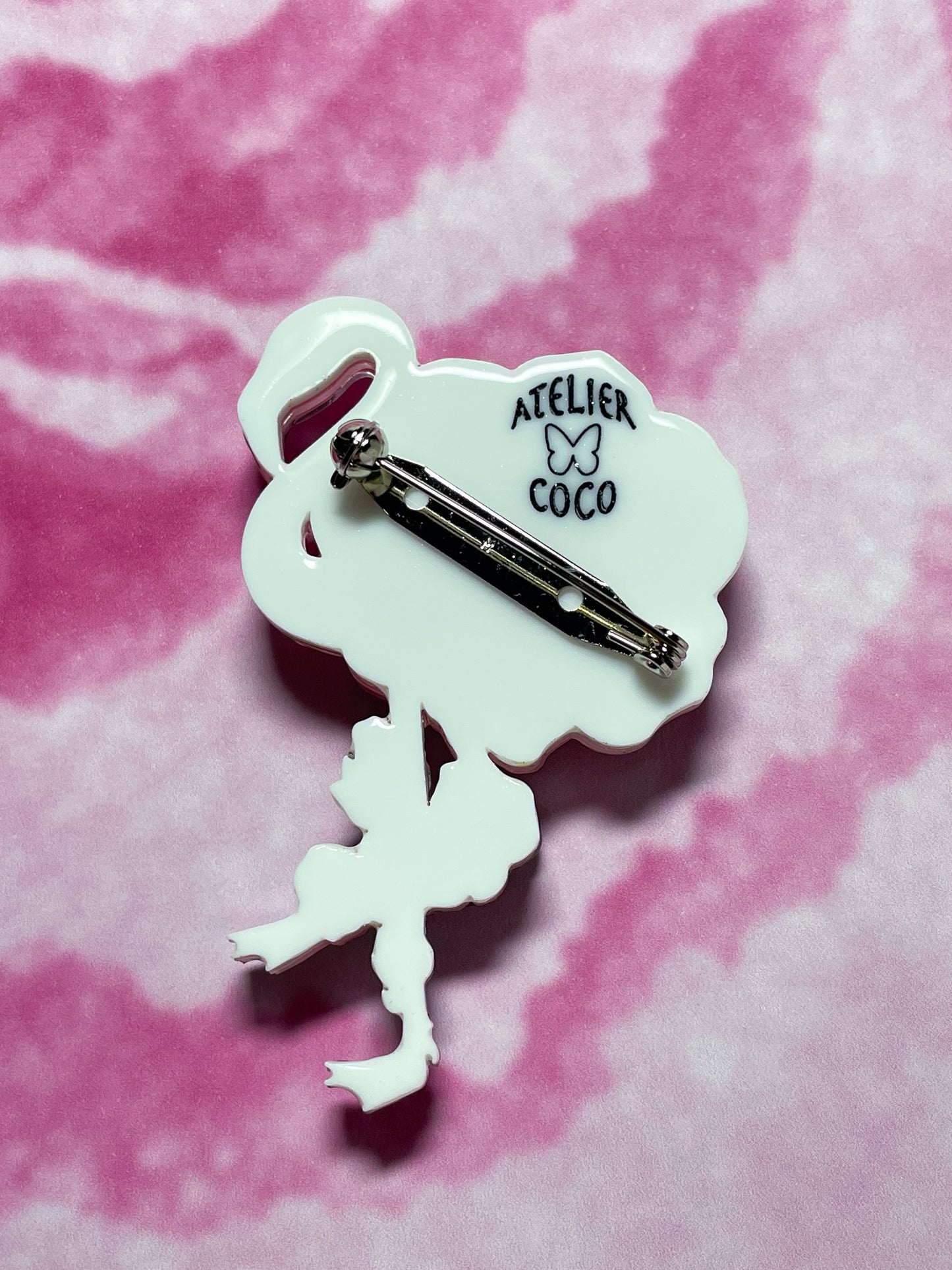 Passionate Rose Flamingo Brooch (Silver)