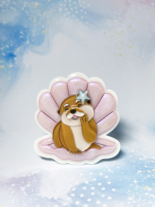 Otter in a Peal Shell Brooch