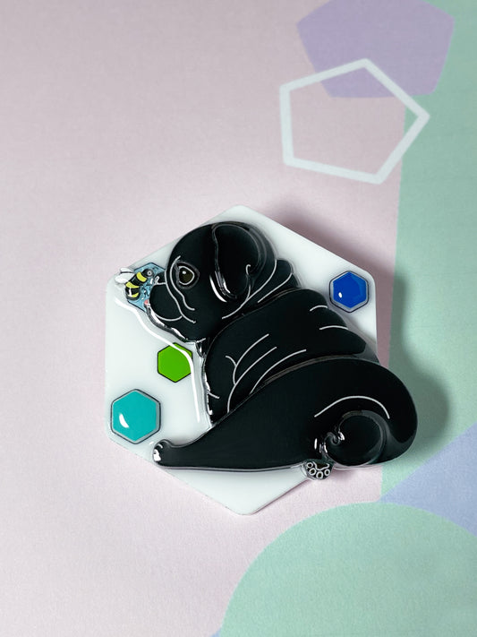 Bee Kind Brooch (Black pug)